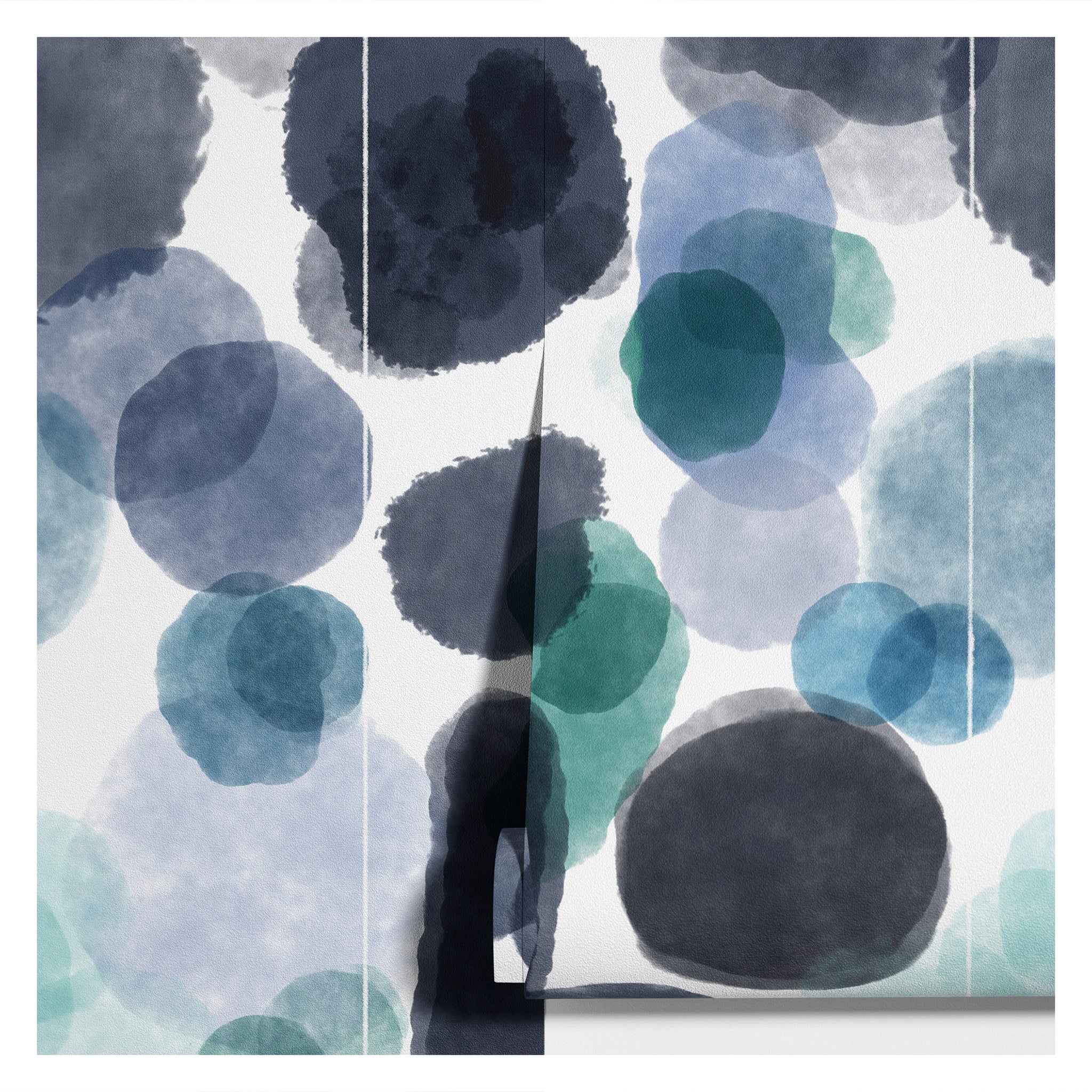 Carta da Parati Astratta Acquerello Blu - Design con Grandi Macchie di Inchiostro per Decorazioni Uniche - 2 rotoli di carta 90 cm x 260 cm - 4.68 mq