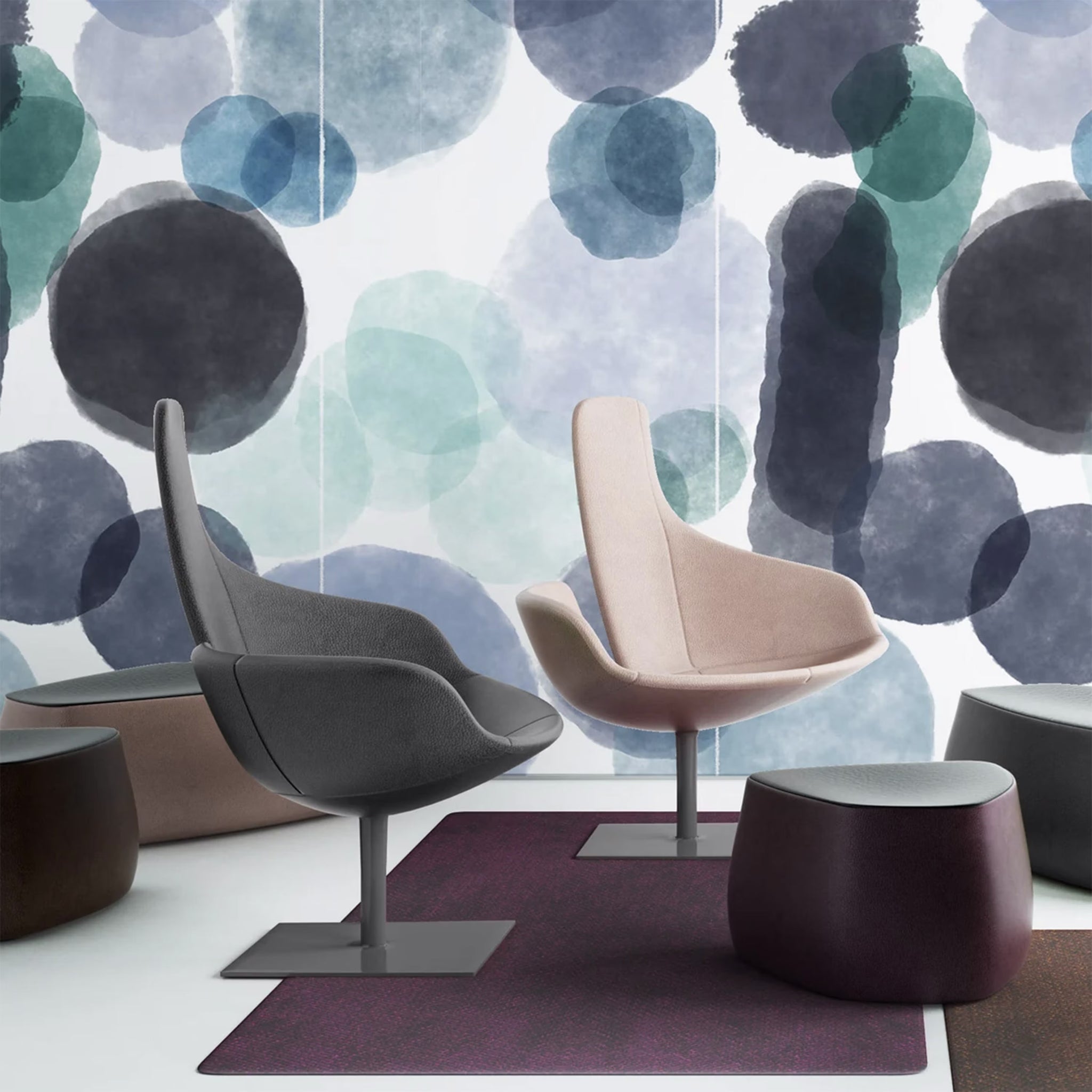 Carta da Parati Astratta Acquerello Blu - Design con Grandi Macchie di Inchiostro per Decorazioni Uniche - 2 rotoli di carta 90 cm x 260 cm - 4.68 mq