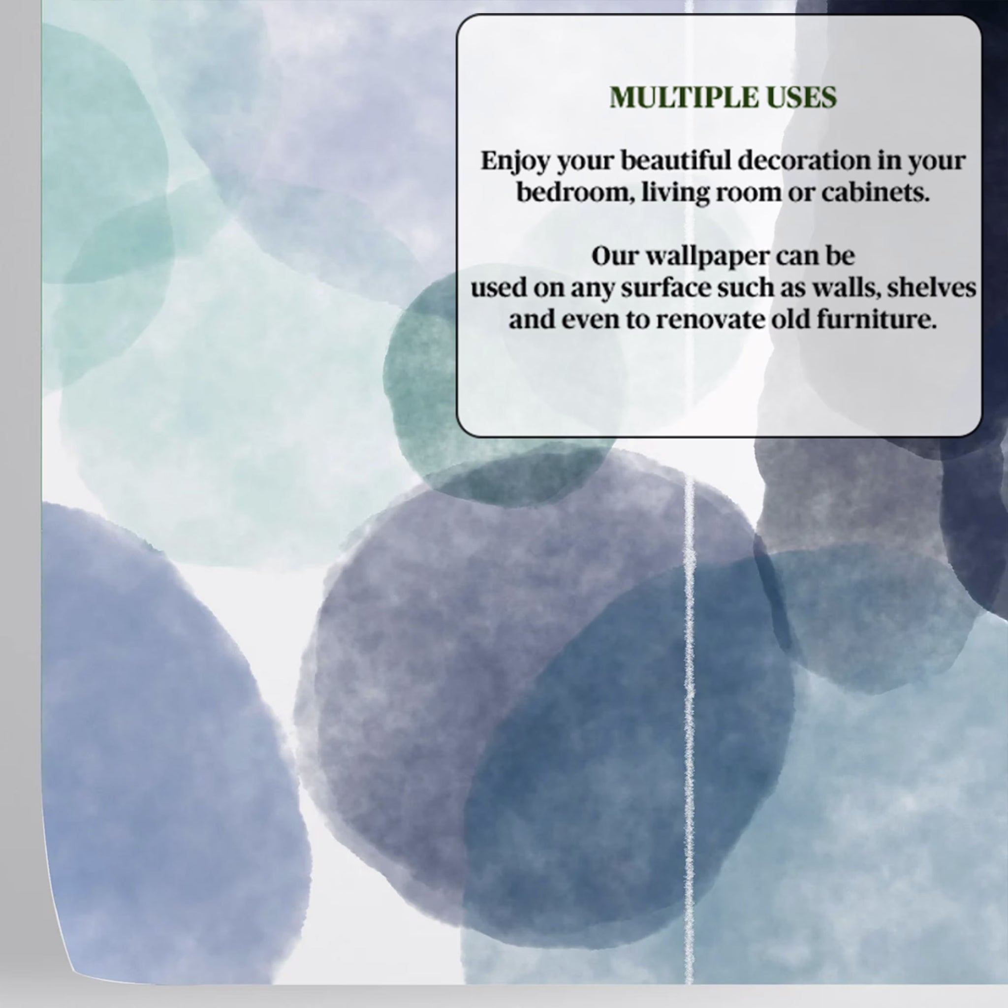 Carta da Parati Astratta Acquerello Blu - Design con Grandi Macchie di Inchiostro per Decorazioni Uniche - 2 rotoli di carta 90 cm x 260 cm - 4.68 mq