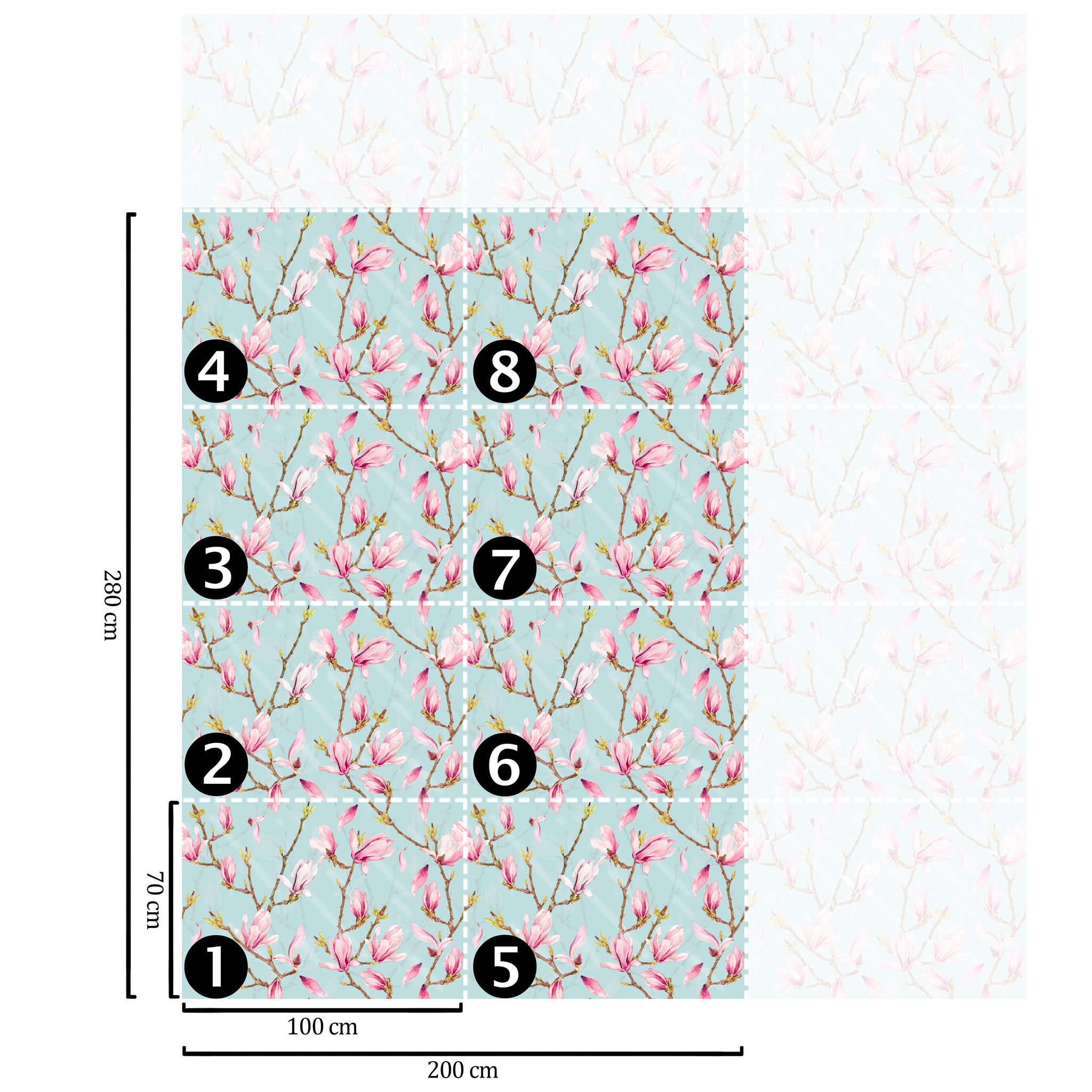Carta da Parati Magnolia in Fiore - 8 fogli - 5,60 mq