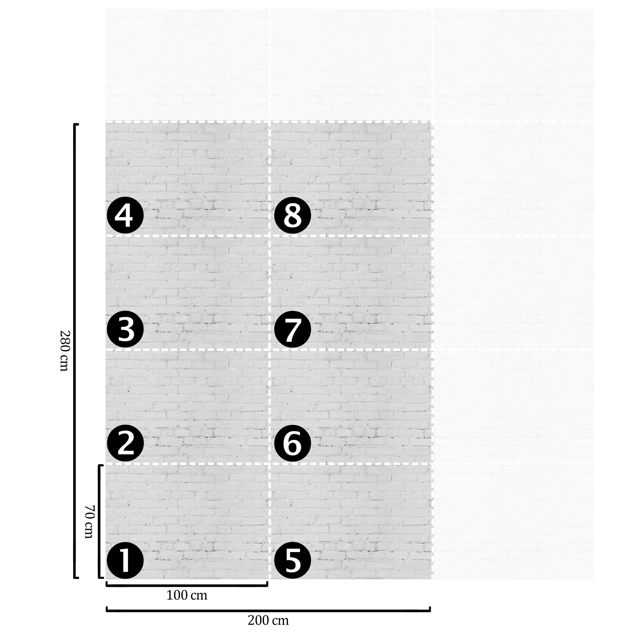 Carta da Parati Mattoni Bianchi - 8 fogli - 5,60 mq