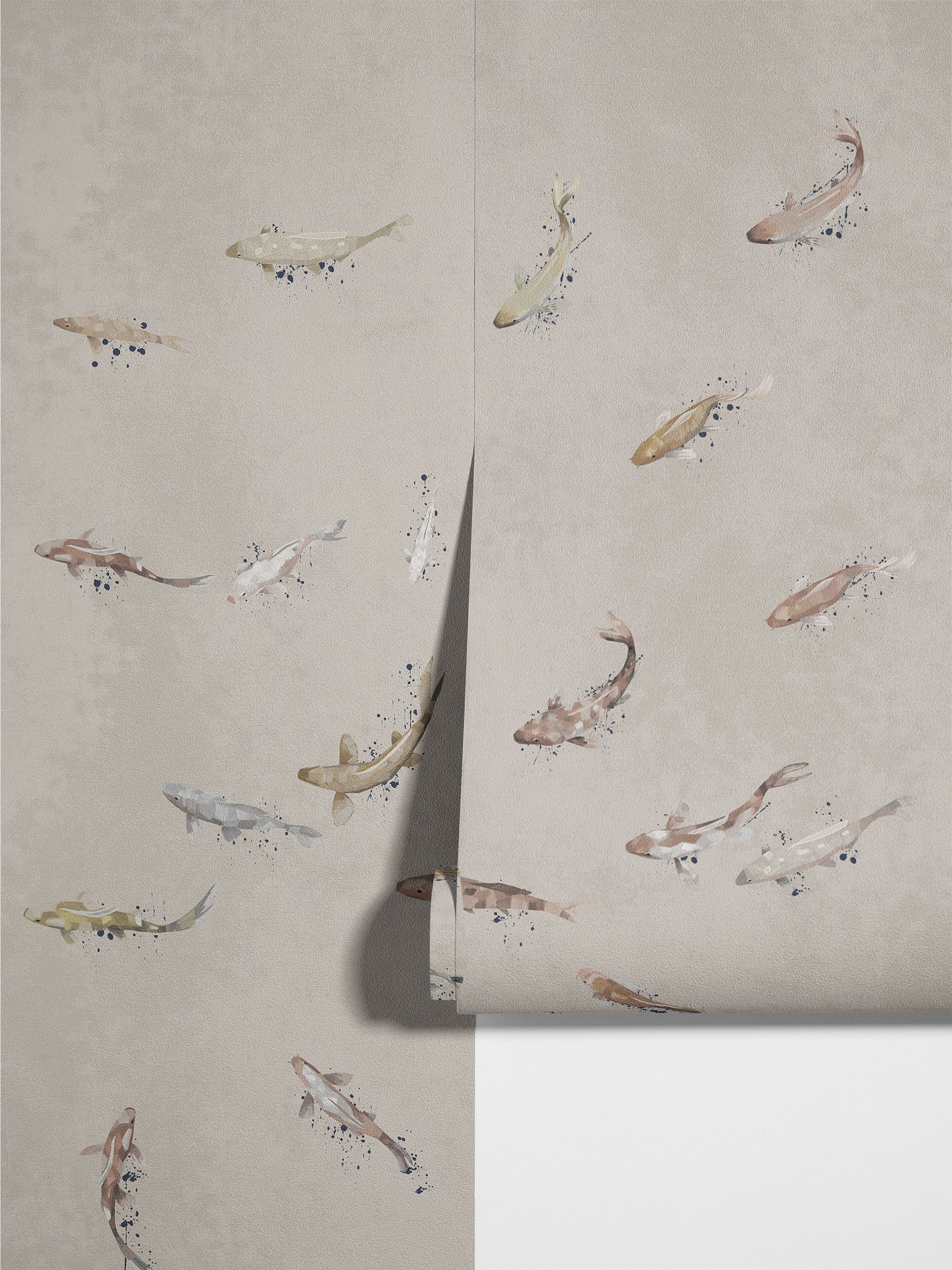 Carta da Parati Minimalista con Pesci - Eleganza Tranquilla - 2 rotoli di carta 90 cm x 260 cm - 4.68 mq