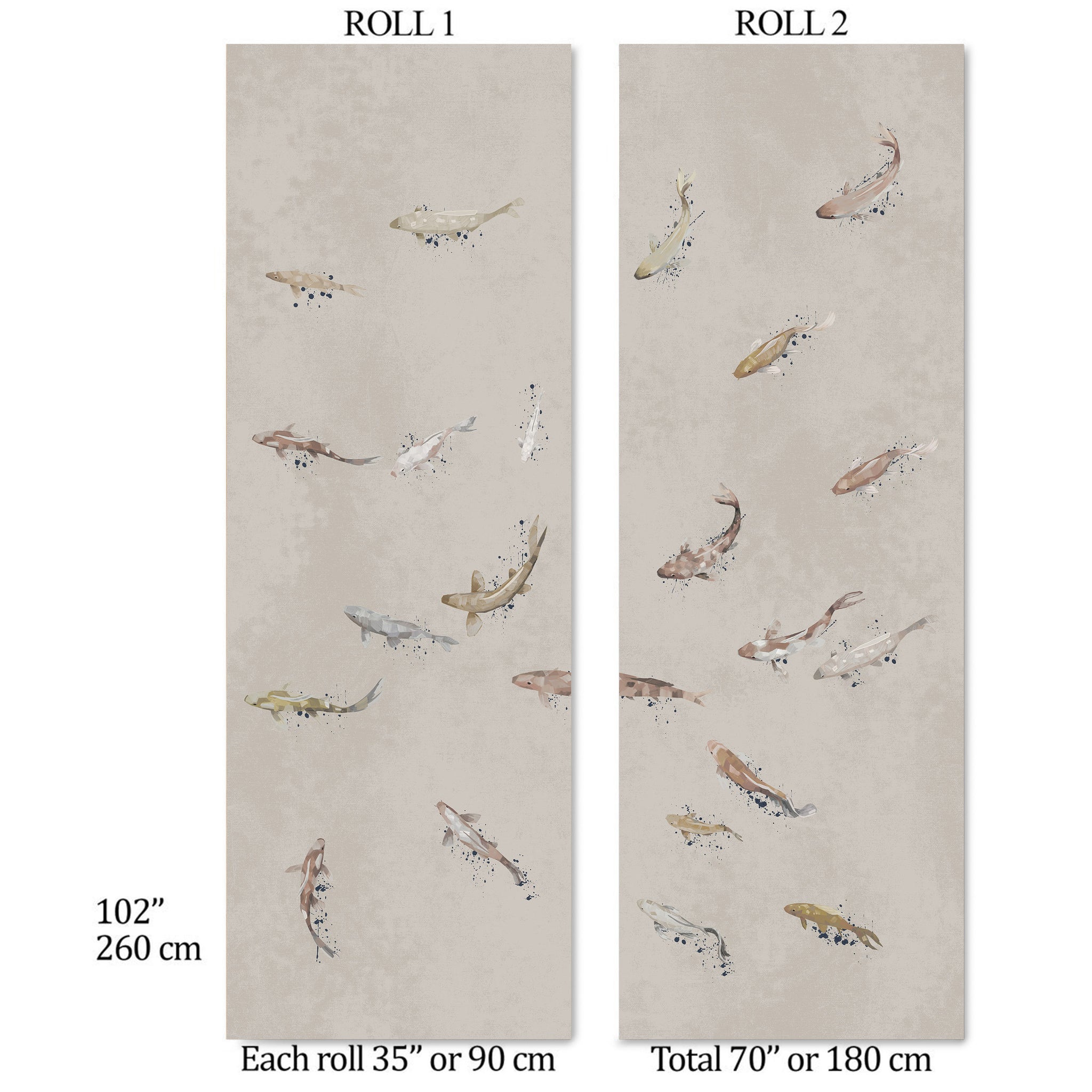Carta da Parati Minimalista con Pesci - Eleganza Tranquilla - 2 rotoli di carta 90 cm x 260 cm - 4.68 mq