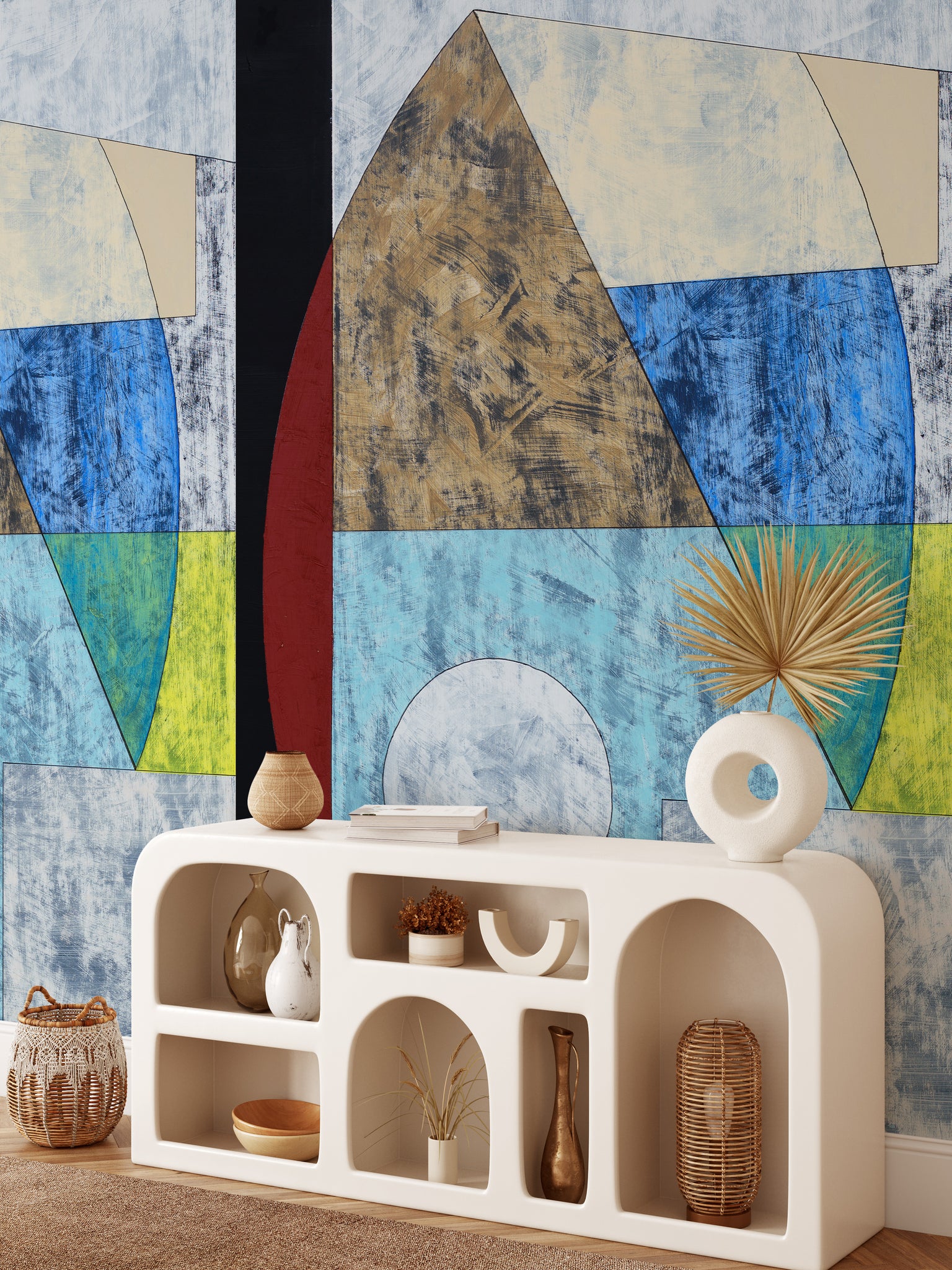 Carta da Parati Astratta con Forme Geometriche - 2 rotoli di carta 90 cm x 260 cm - 4.68 mq