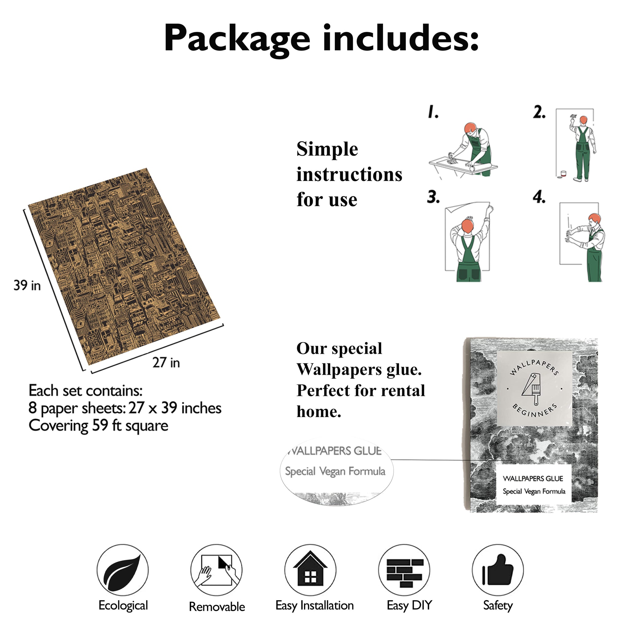 Carta da Parati New York - 8 fogli - 5,60 mq