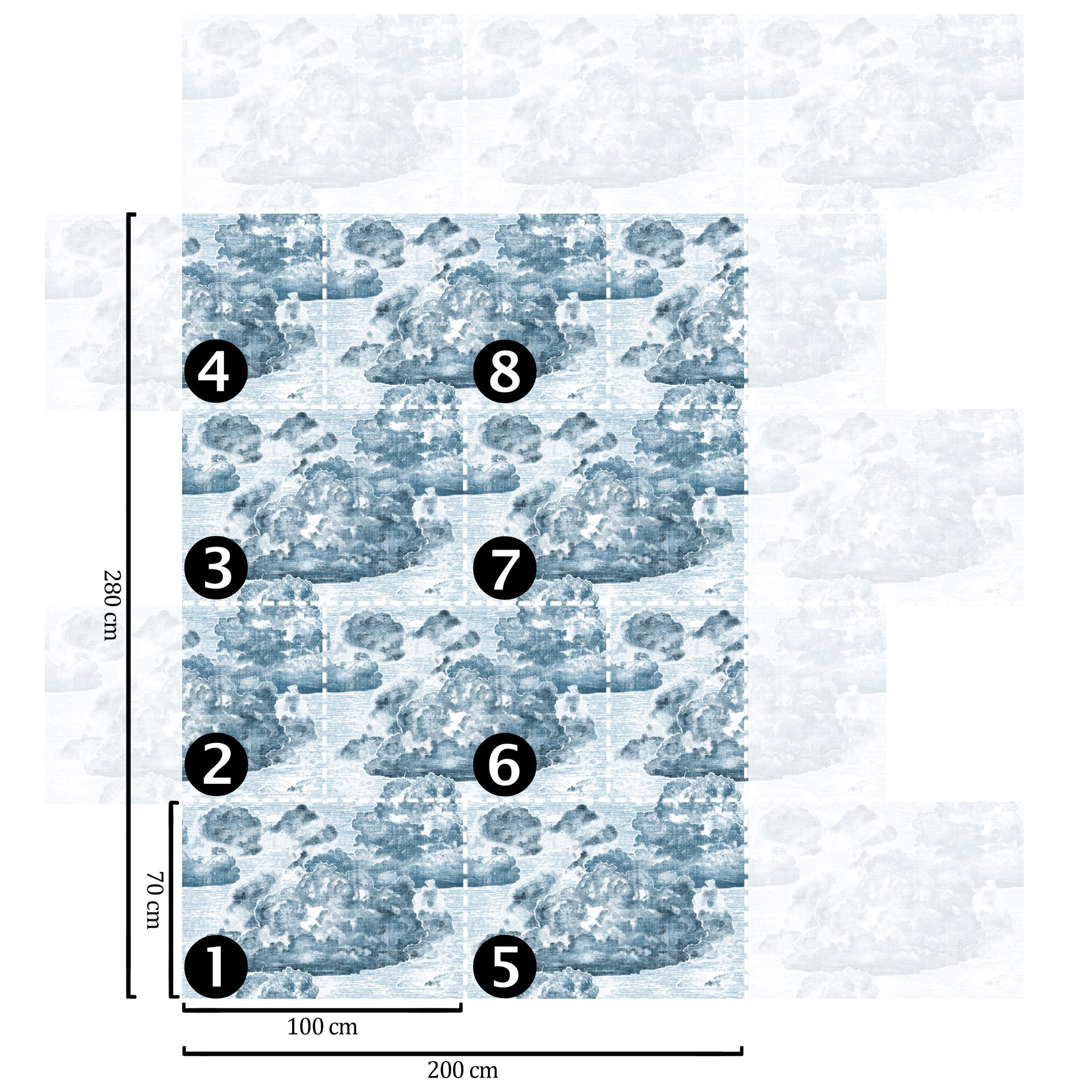 Carta da Parati Nuvole Vintage - 8 fogli - 5,60 mq
