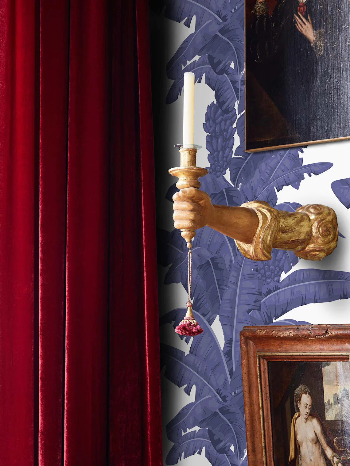 Carta da parati Esotica Palme Bianca e Blu - 8 fogli - 5,60 mq