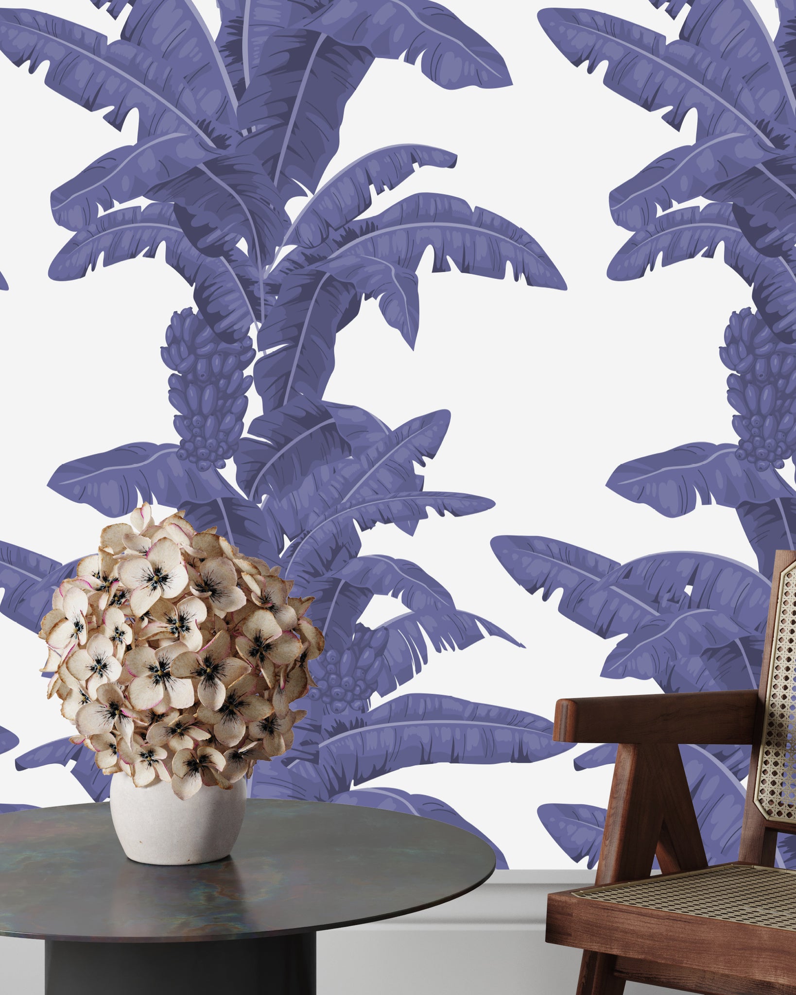 Carta da parati Esotica Palme Bianca e Blu - 8 fogli - 5,60 mq