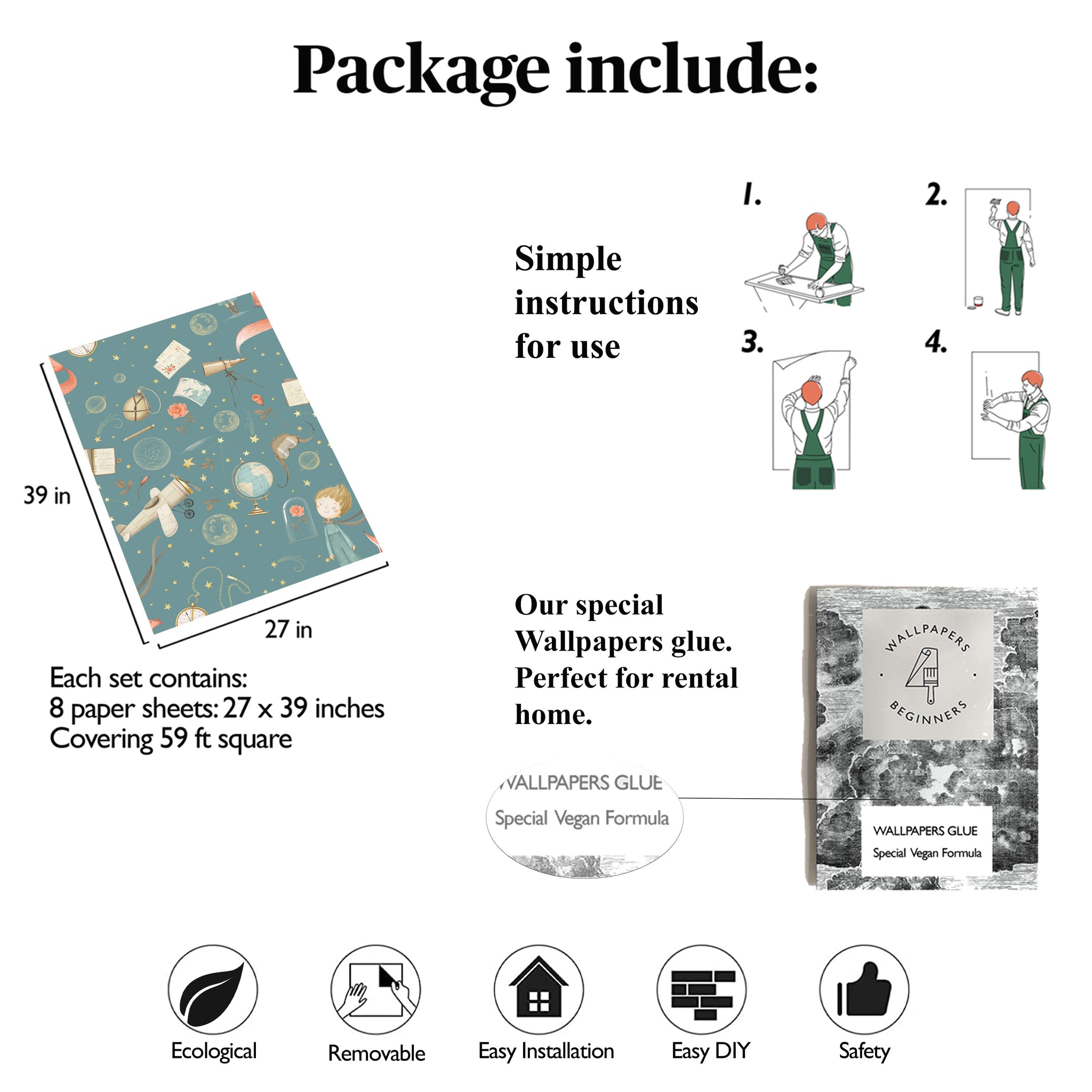 Carta da Parati Il Piccolo Principe - 8 fogli - 5,60 mq