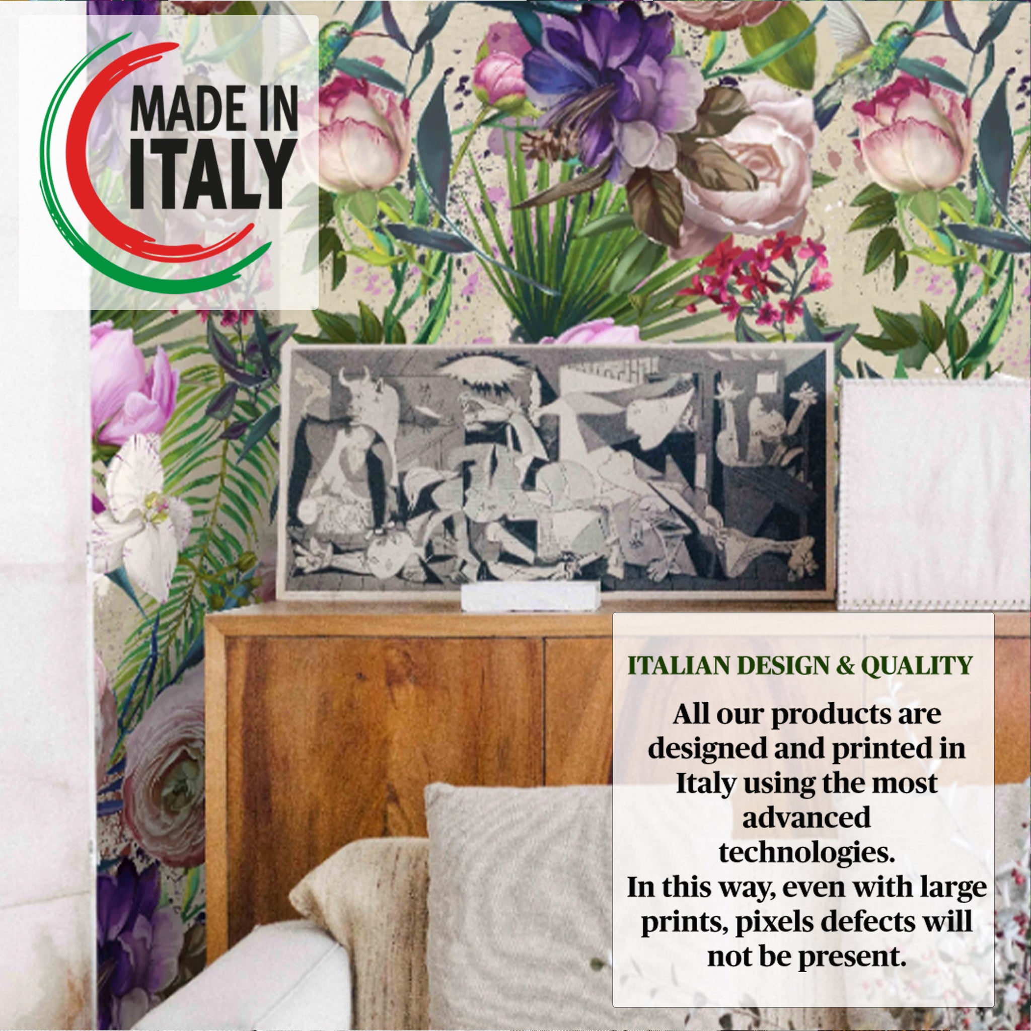 Carta da Parati Floreale con Fiori Rosa - 8 fogli - 5,60 mq