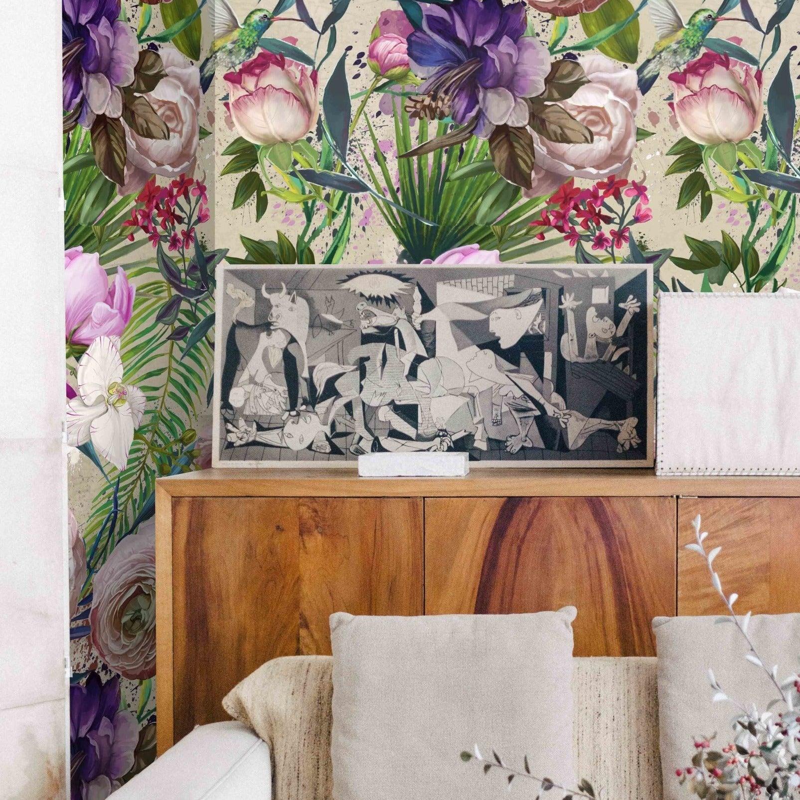 Carta da Parati Floreale con Fiori Rosa - 8 fogli - 5,60 mq