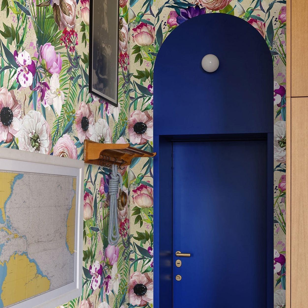 Carta da Parati Floreale con Fiori Rosa - 8 fogli - 5,60 mq