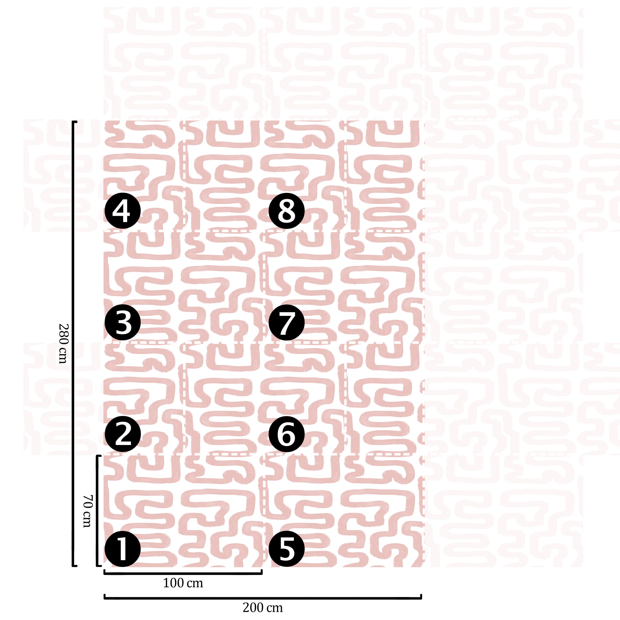 Carta da Parati Astratta Bianca e Rosa - 8 fogli - 5,60 mq