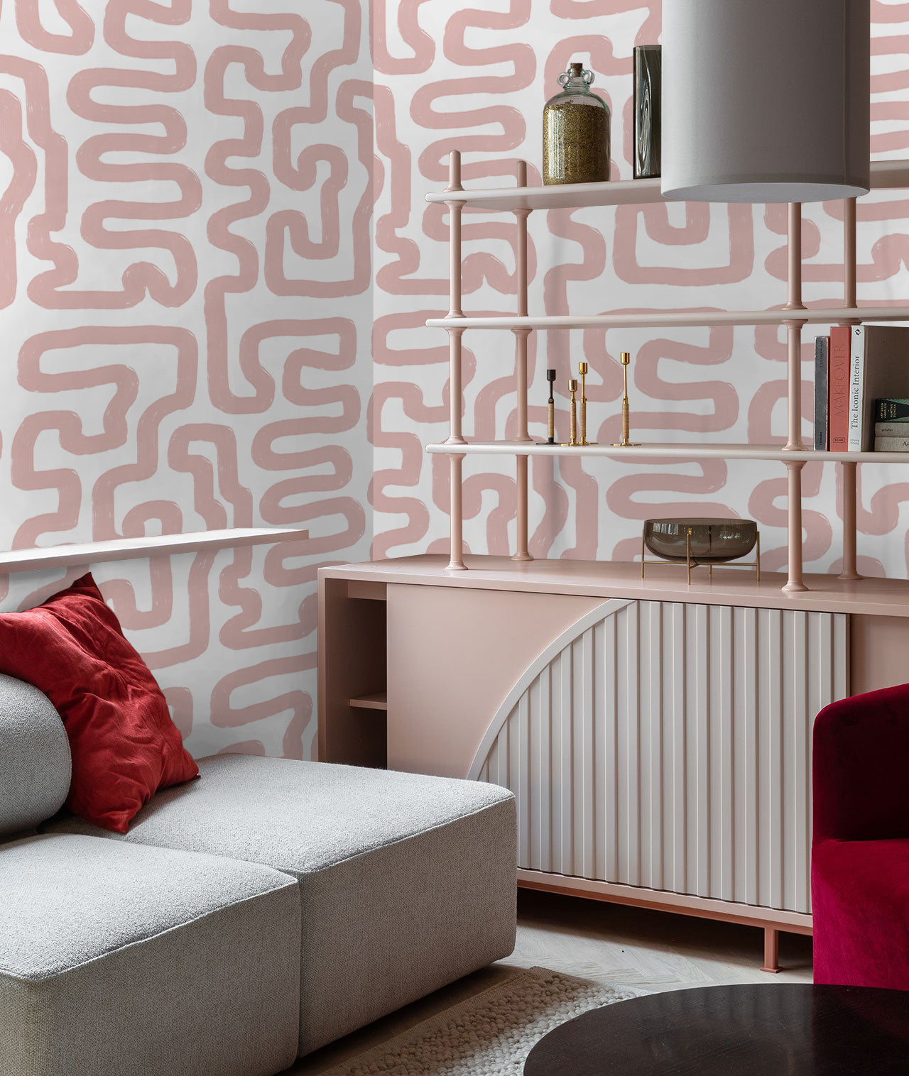 Carta da Parati Astratta Bianca e Rosa - 8 fogli - 5,60 mq