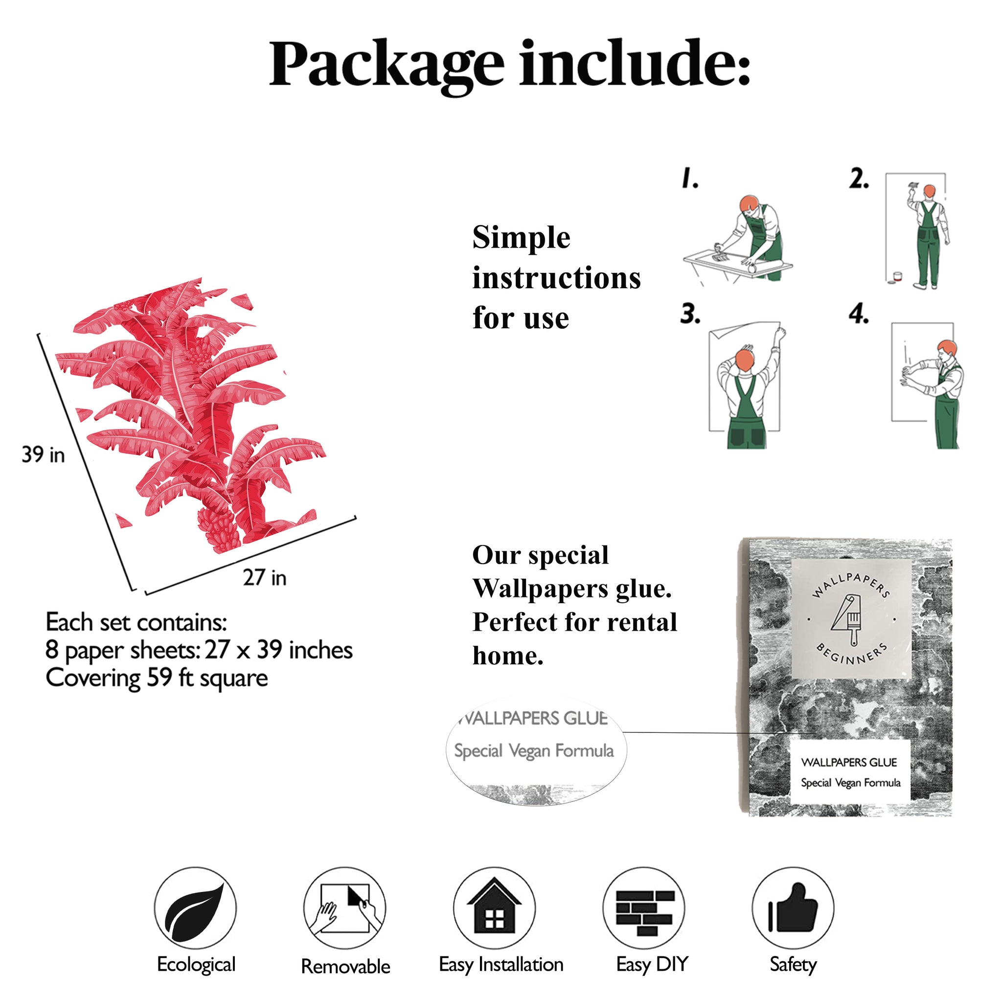 Carta da Parati Esotica Palme - 8 fogli - 5,60 mq