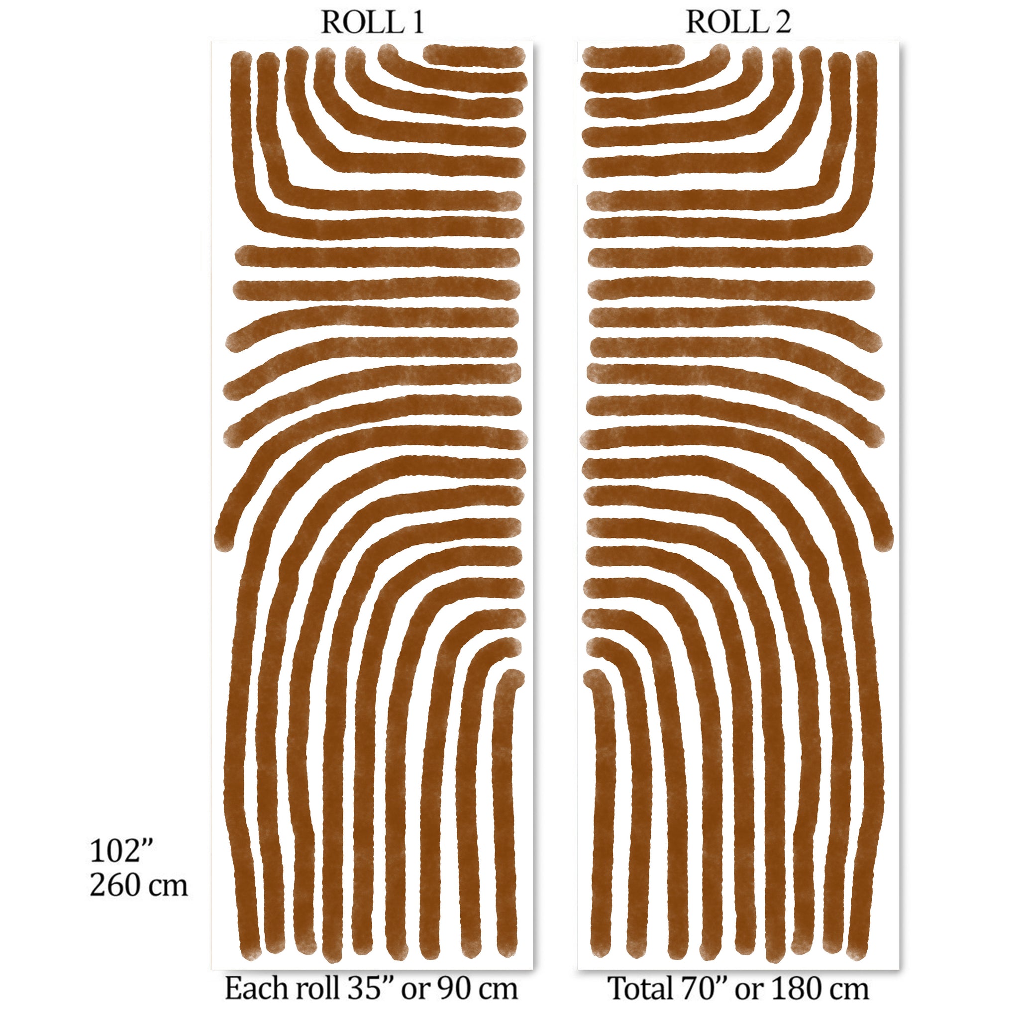 Carta da Parati Boho Tono Terra Marrone - Arte Murale Astratta e Minimalista - 2 rotoli di carta 90 cm x 260 cm - 4.68 mq