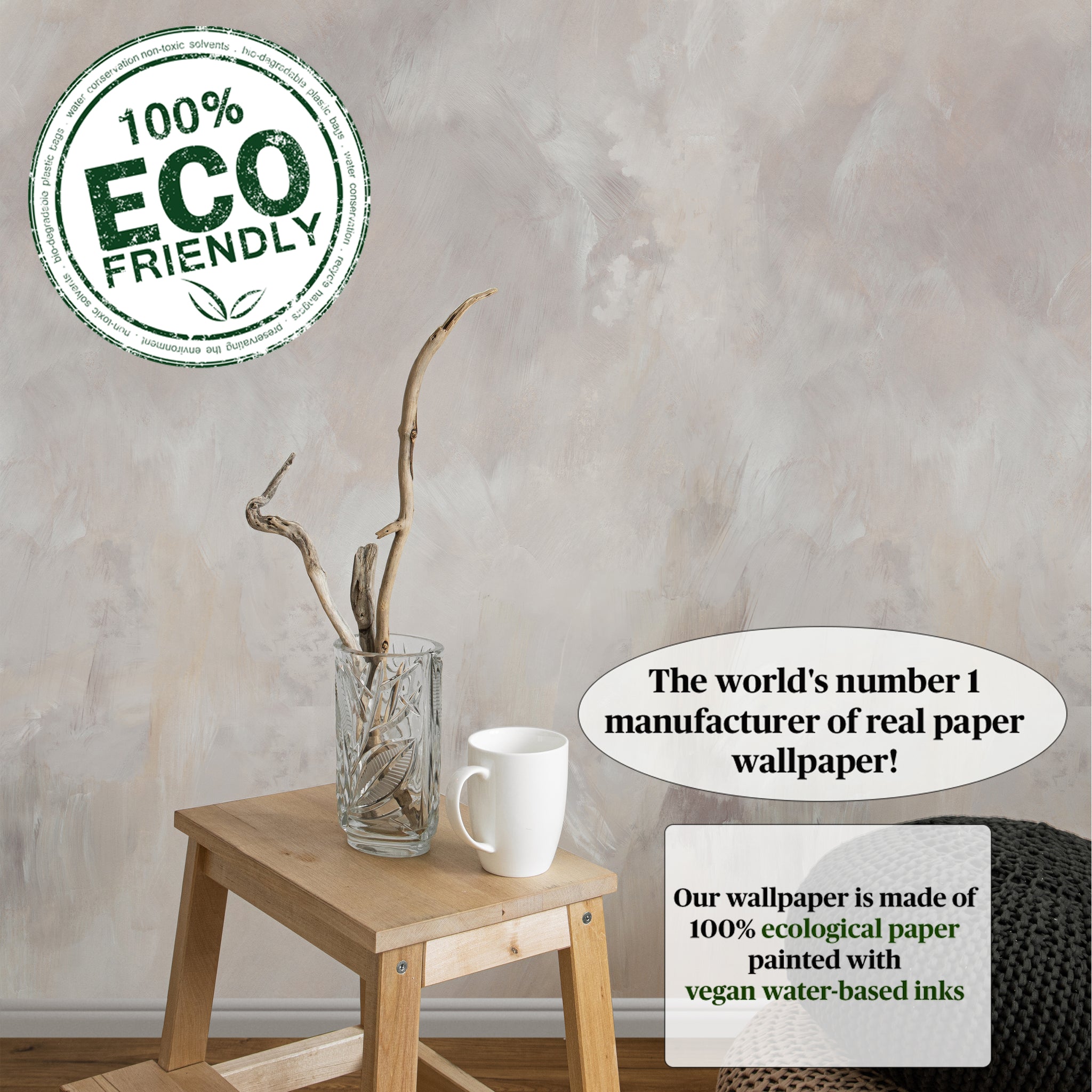 Carta da Parati Stucco Veneziano Beige e Tortora - 8 fogli - 5,60 mq