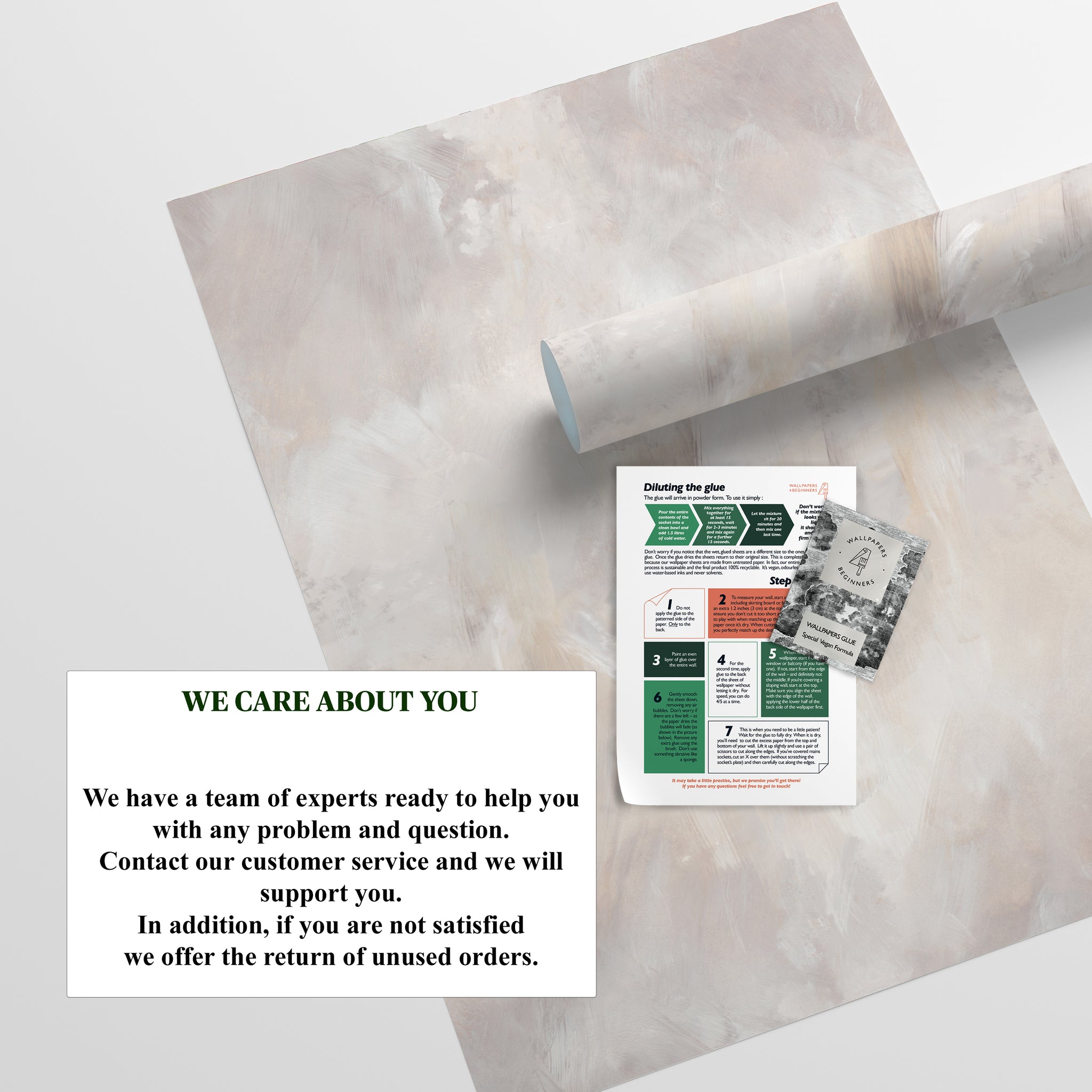 Carta da Parati Stucco Veneziano Beige e Tortora - 8 fogli - 5,60 mq