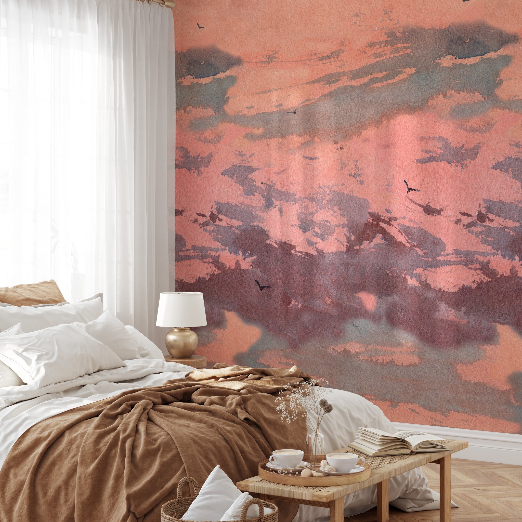 Carta da Parati Tramonto con Nuvole - 2 rotoli di carta 90 cm x 260 cm - 4.68 mq