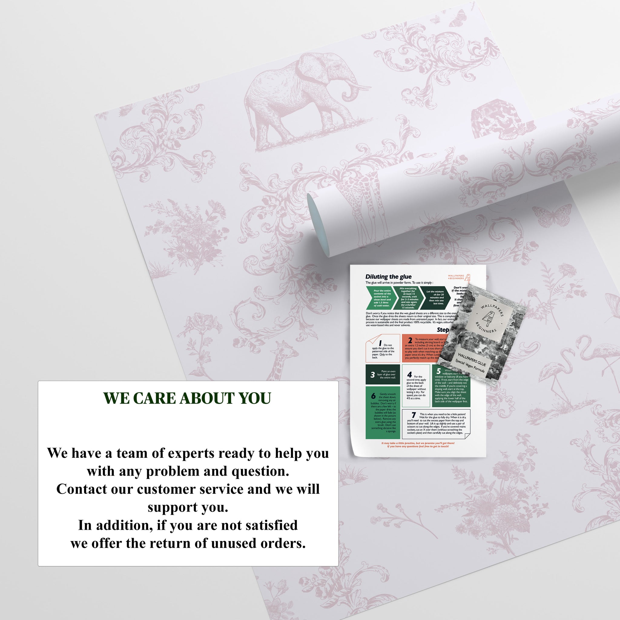 Carta da Parati Rosa Vittoriana - 8 fogli - 5,60 mq