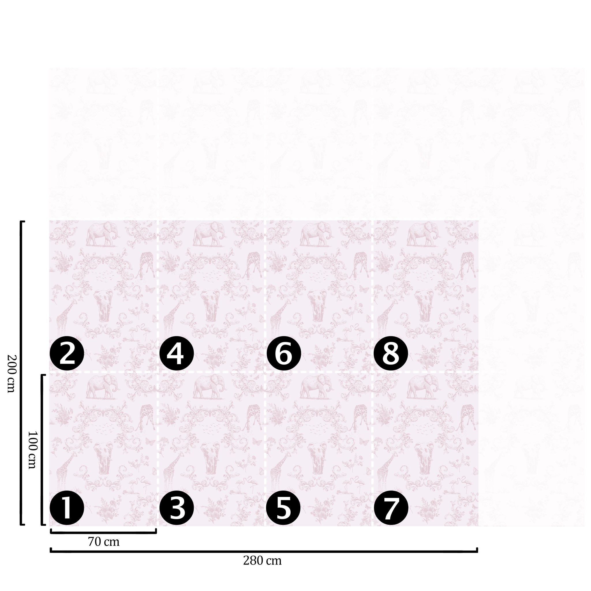 Carta da Parati Rosa Vittoriana - 8 fogli - 5,60 mq