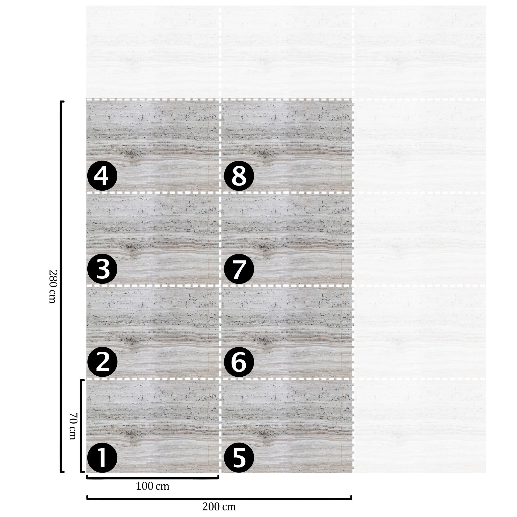 Carta da Parati Effetto Marmo Travertino - 8 fogli - 5,60 mq