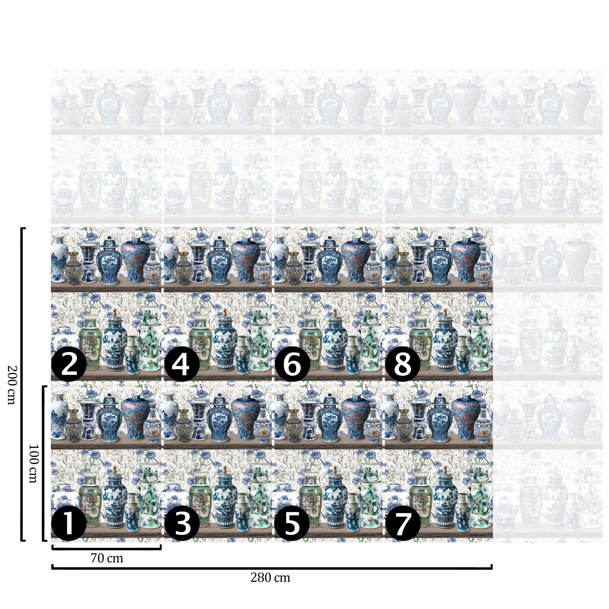 Carta da Parati Vasi Cinesi - 8 fogli - 5,60 mq