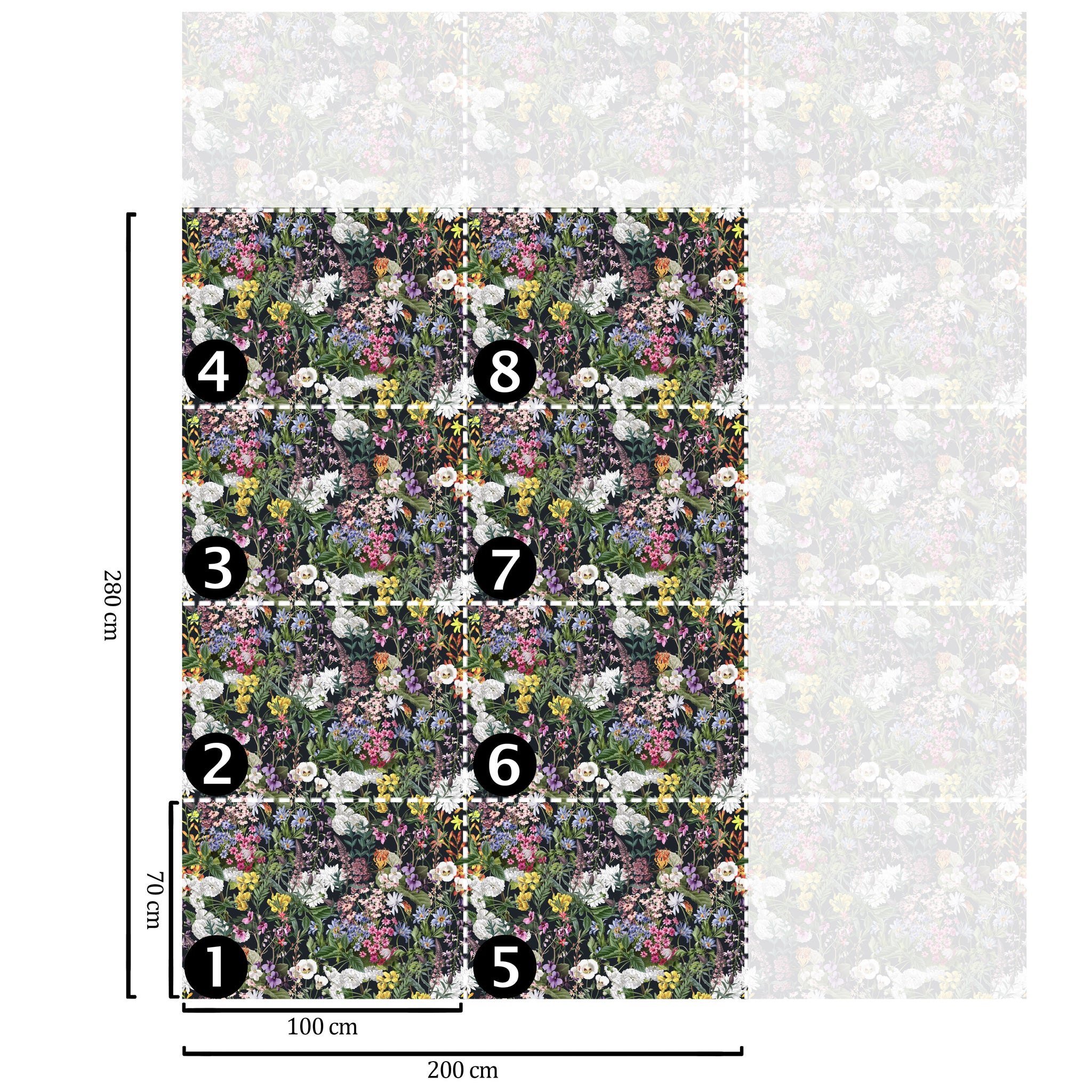 Carta da Parati Fiori Botanici - 8 fogli - 5,60 mq