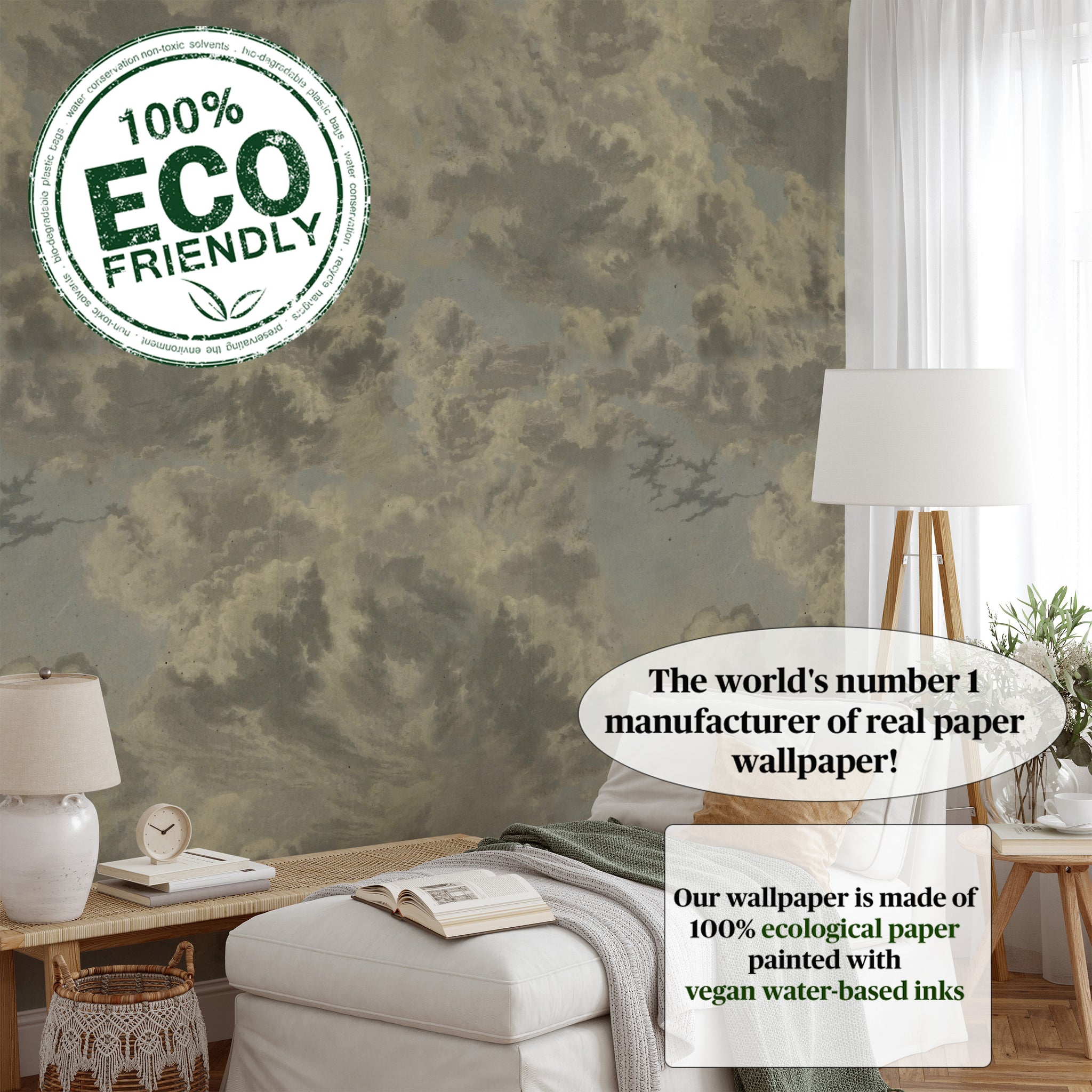 Carta da Parati Nuvole Vintage - 2 rotoli di carta 90 cm x 260 cm - 4.68 mq