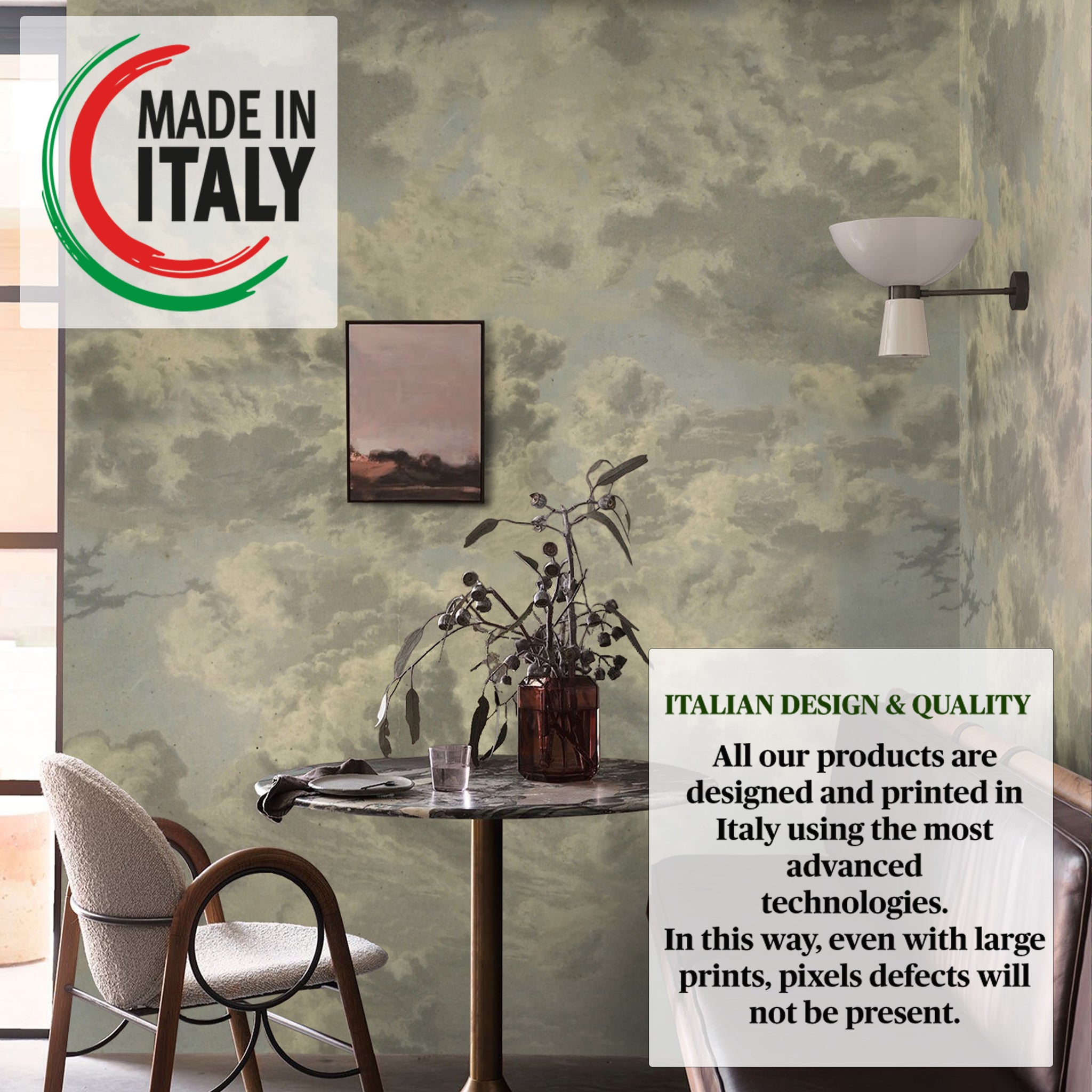 Carta da Parati Nuvole Vintage - 2 rotoli di carta 90 cm x 260 cm - 4.68 mq