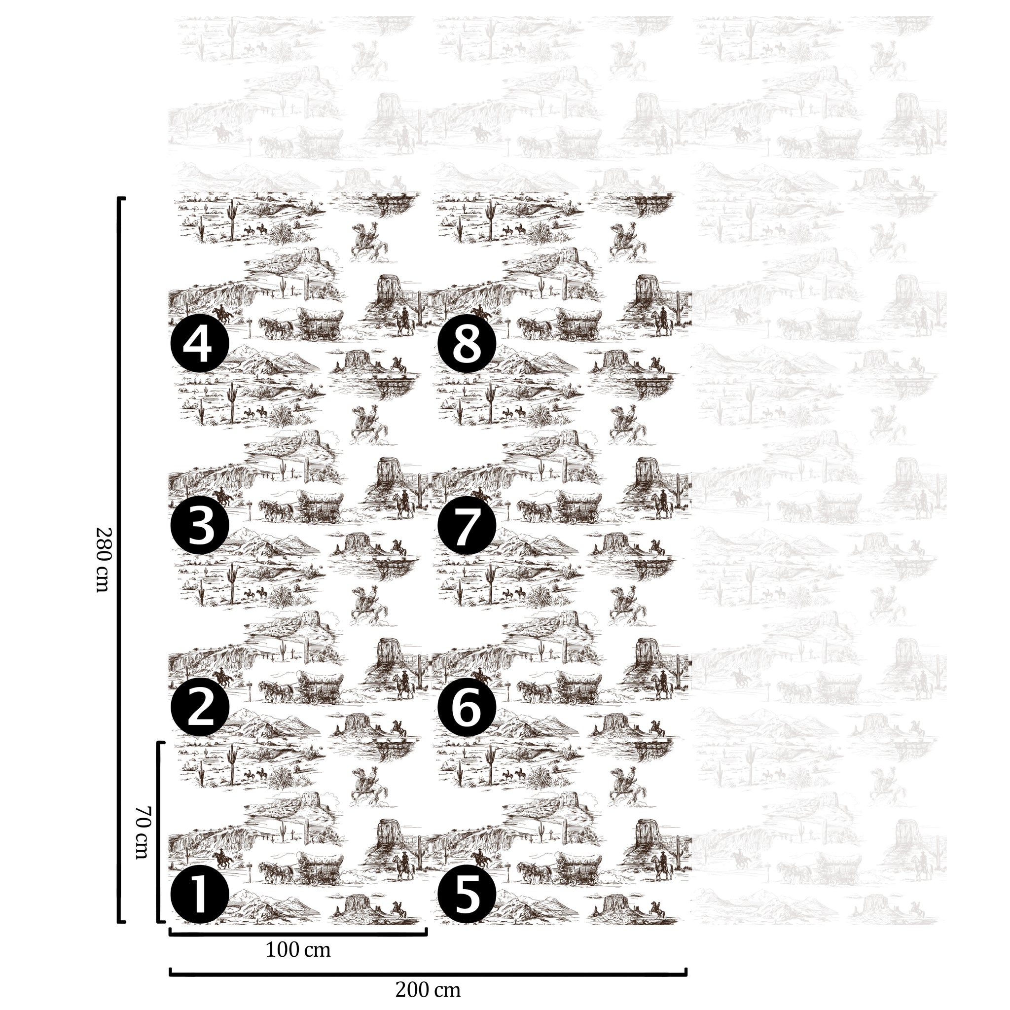 Carta da Parati Western - 8 fogli - 5,60 mq