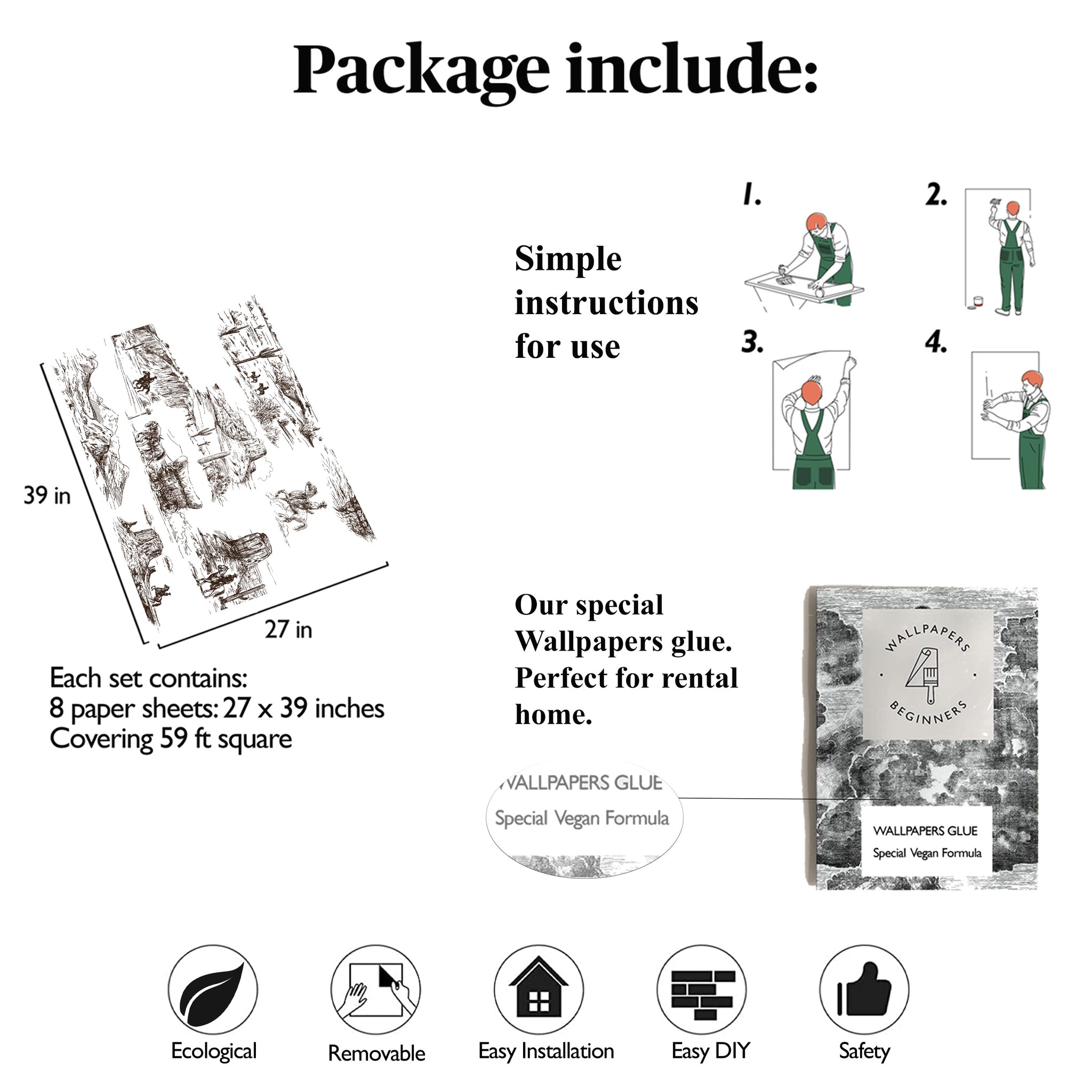 Carta da Parati Western - 8 fogli - 5,60 mq