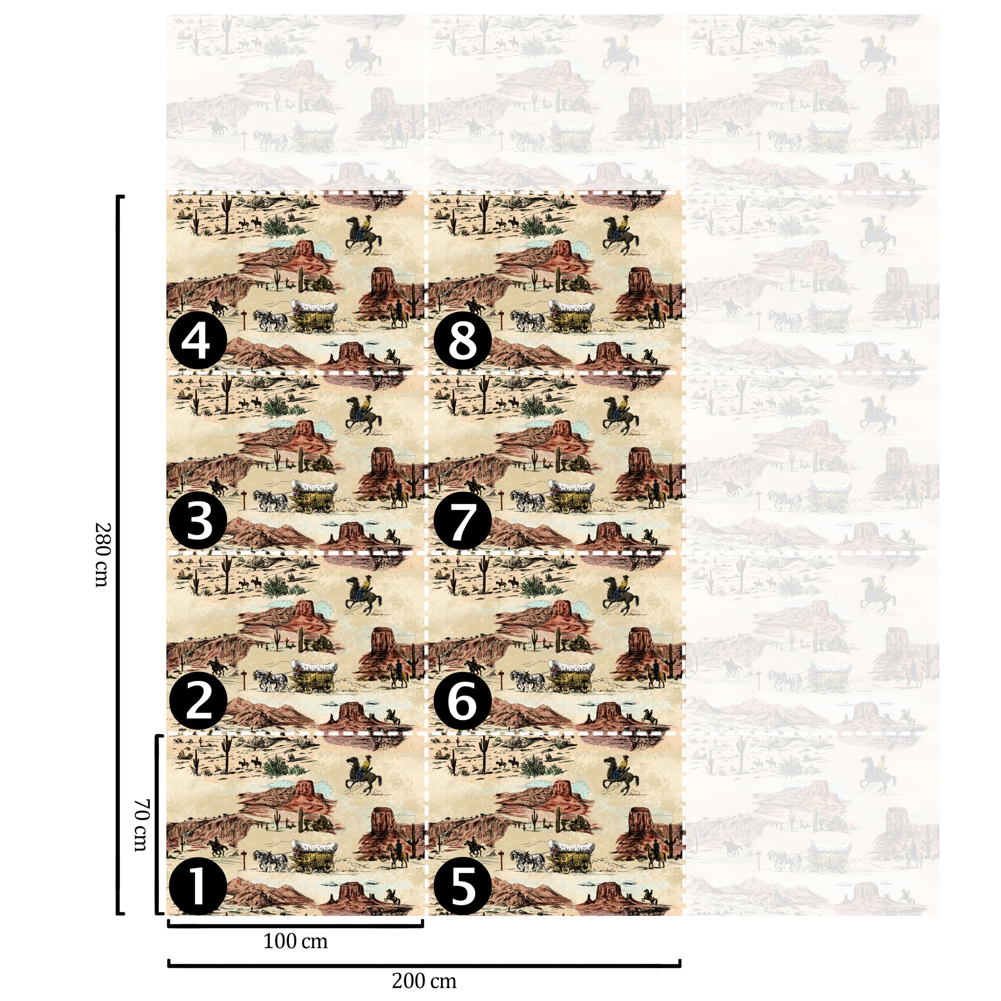 Carta da Parati Western nel Deserto Beige - 8 fogli - 5,60 mq