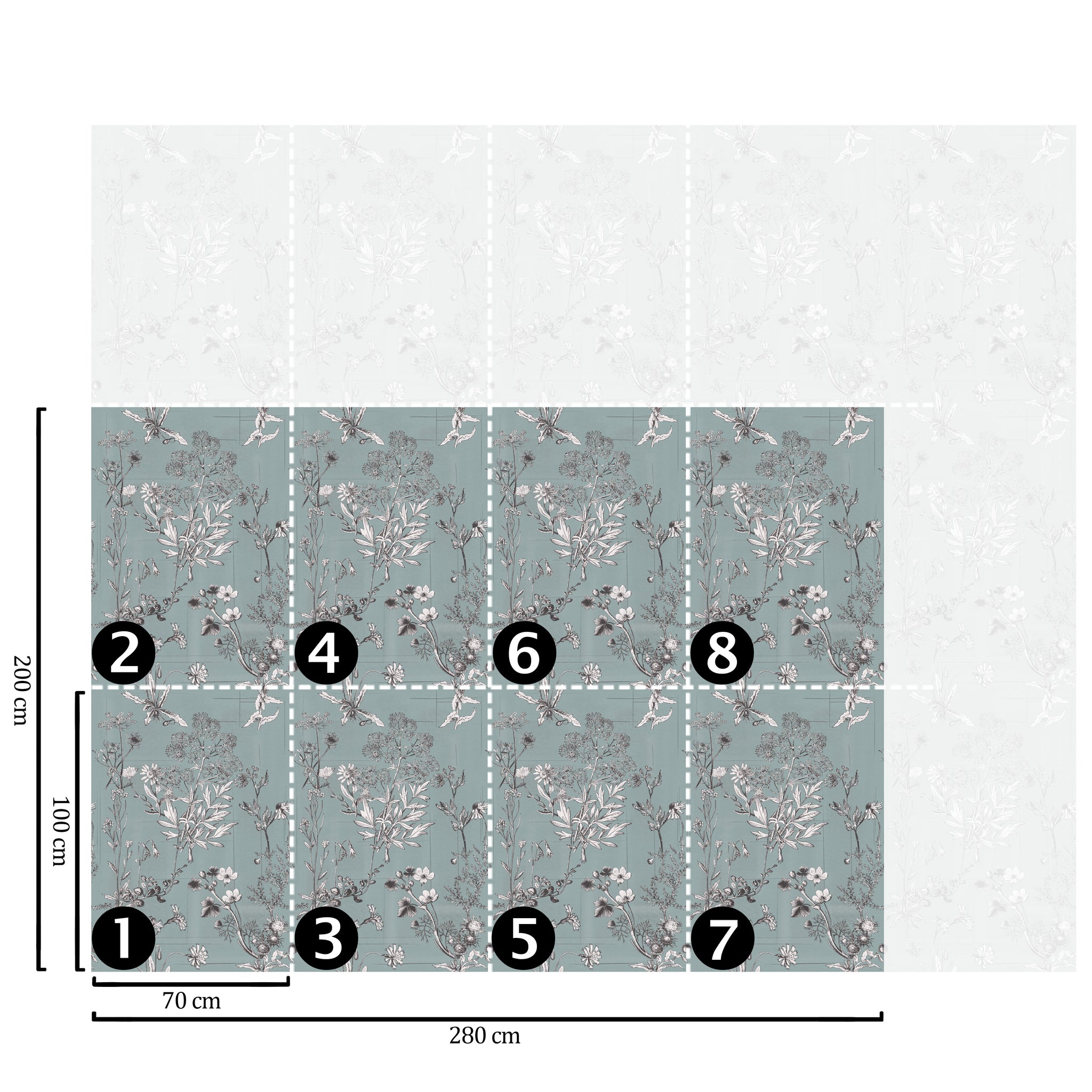 Carta da Parati Illustrazioni Floreali - 8 fogli - 5,60 mq