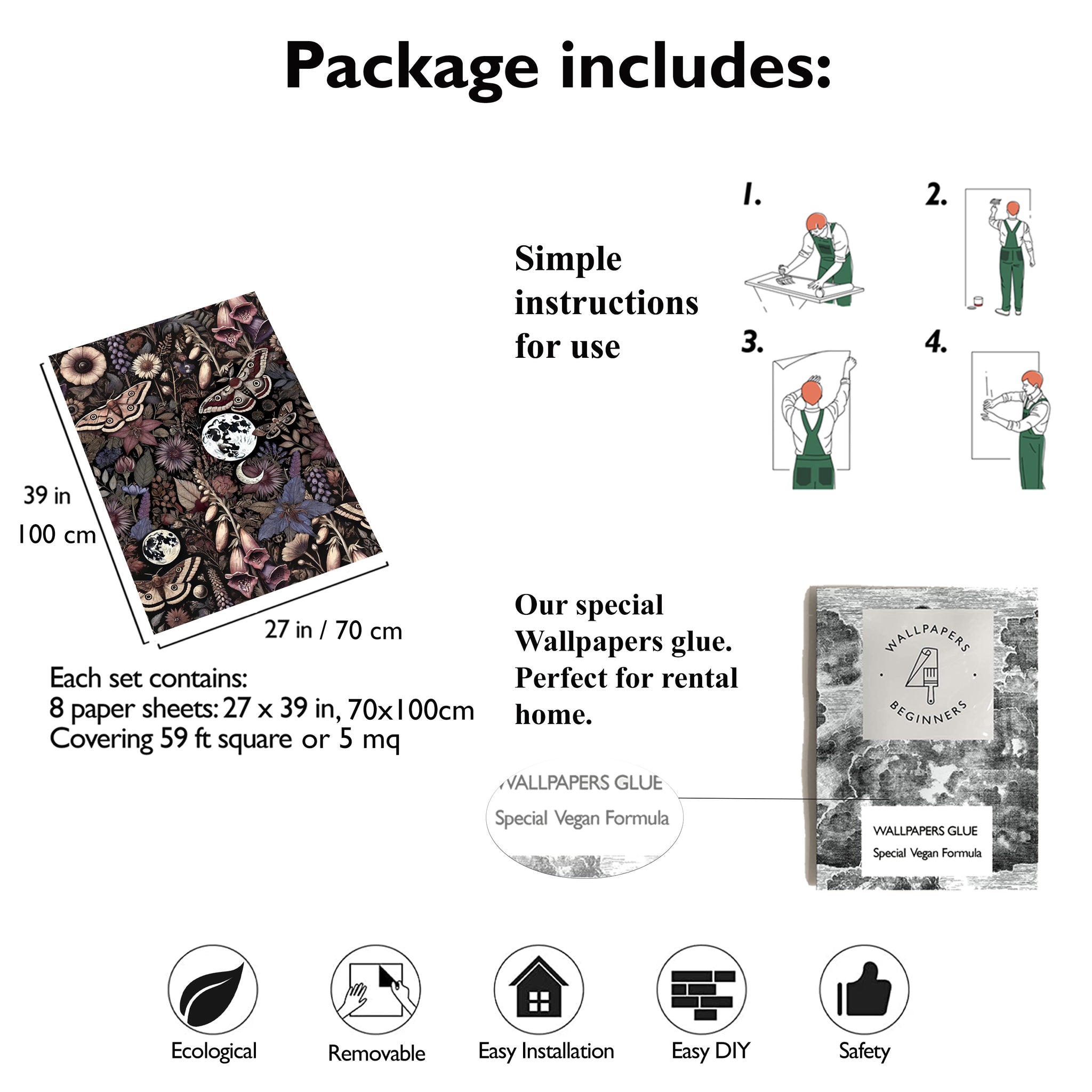 Carta da Parati Giardino Gotico - 8 fogli - 5,60 mq