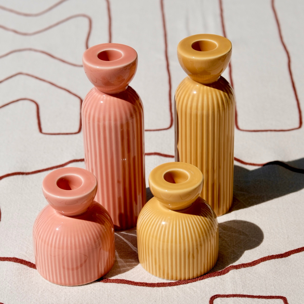 Portacandele in ceramica Lus - Pesca