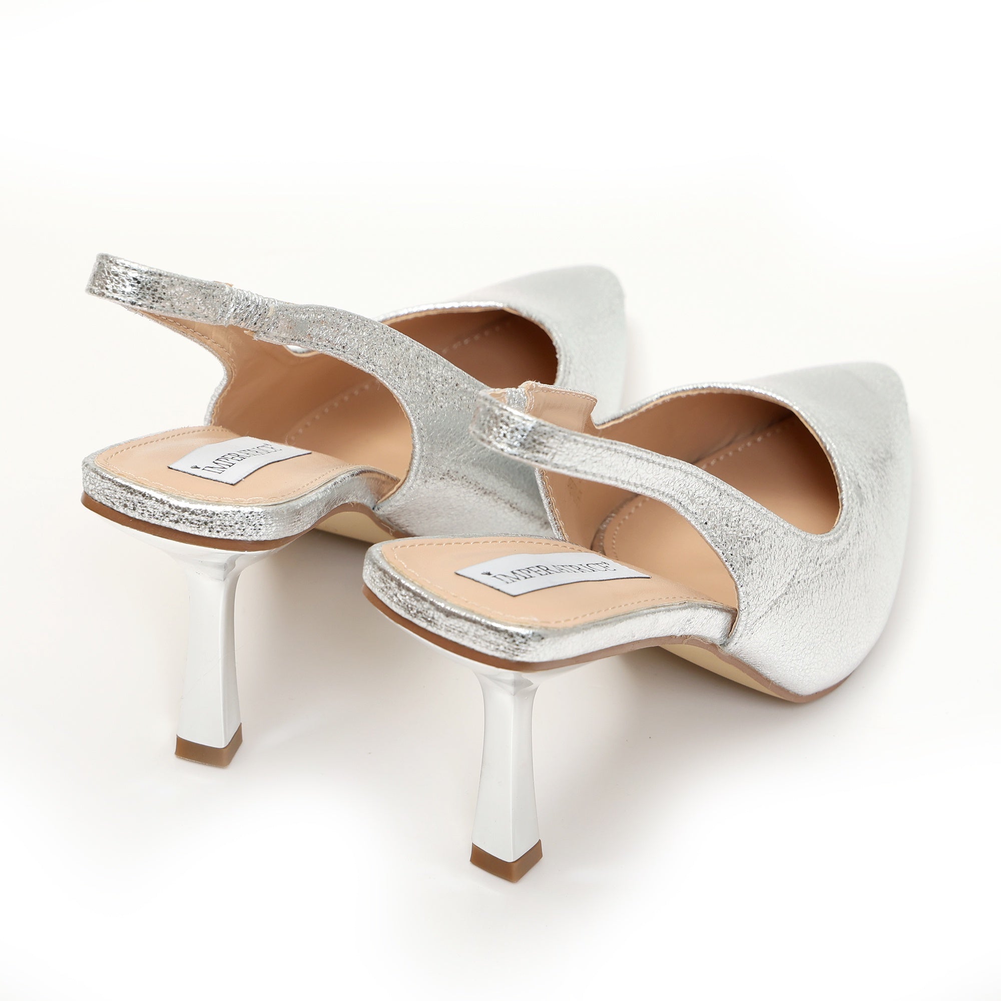 Dècolletè slingback in simil pelle Argentato