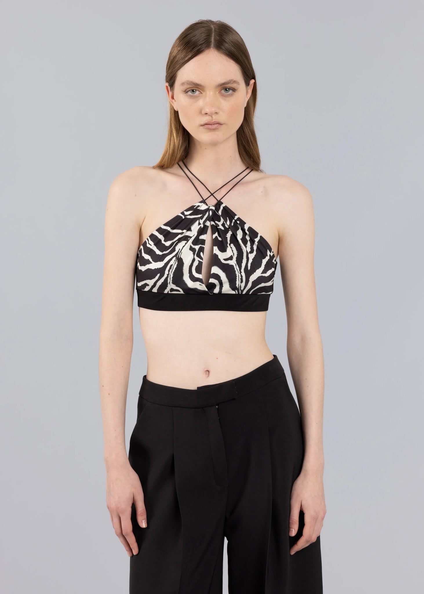 Reggiseno drappeggiato con stampa animalier - Nero con stampa animalier