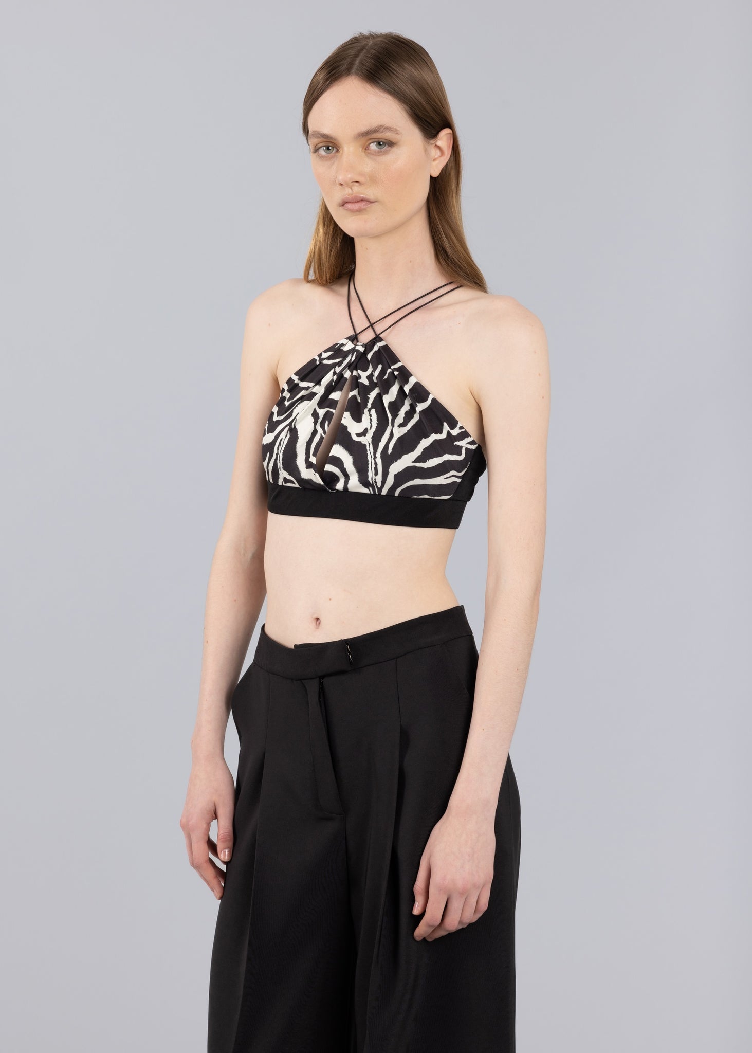 Reggiseno drappeggiato con stampa animalier - Nero con stampa animalier