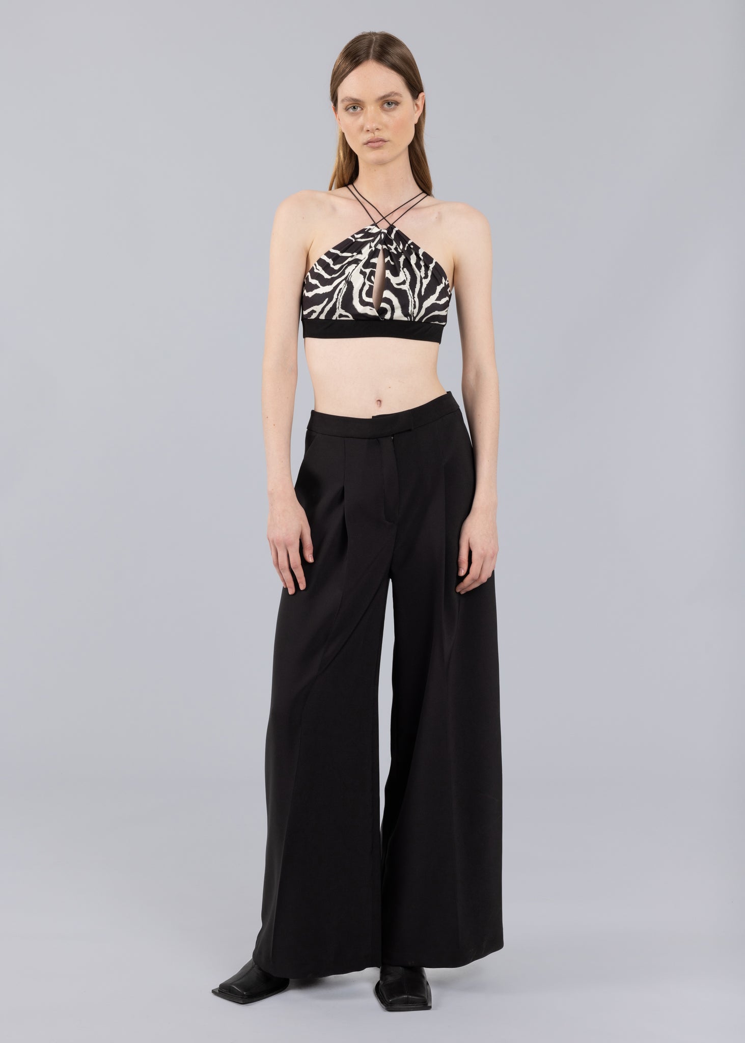 Reggiseno drappeggiato con stampa animalier - Stampa animale nera