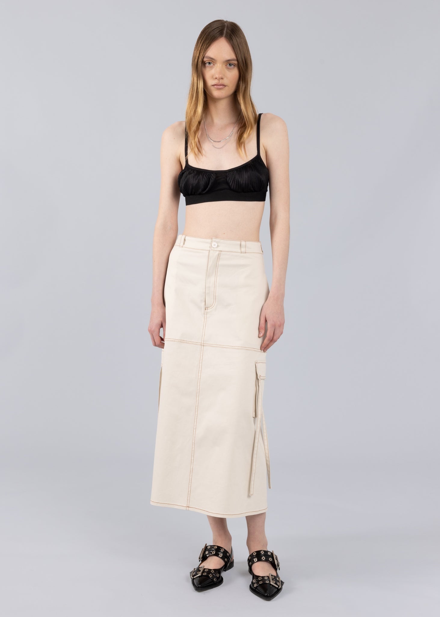 Gonna lunga cargo - Latte mandorla