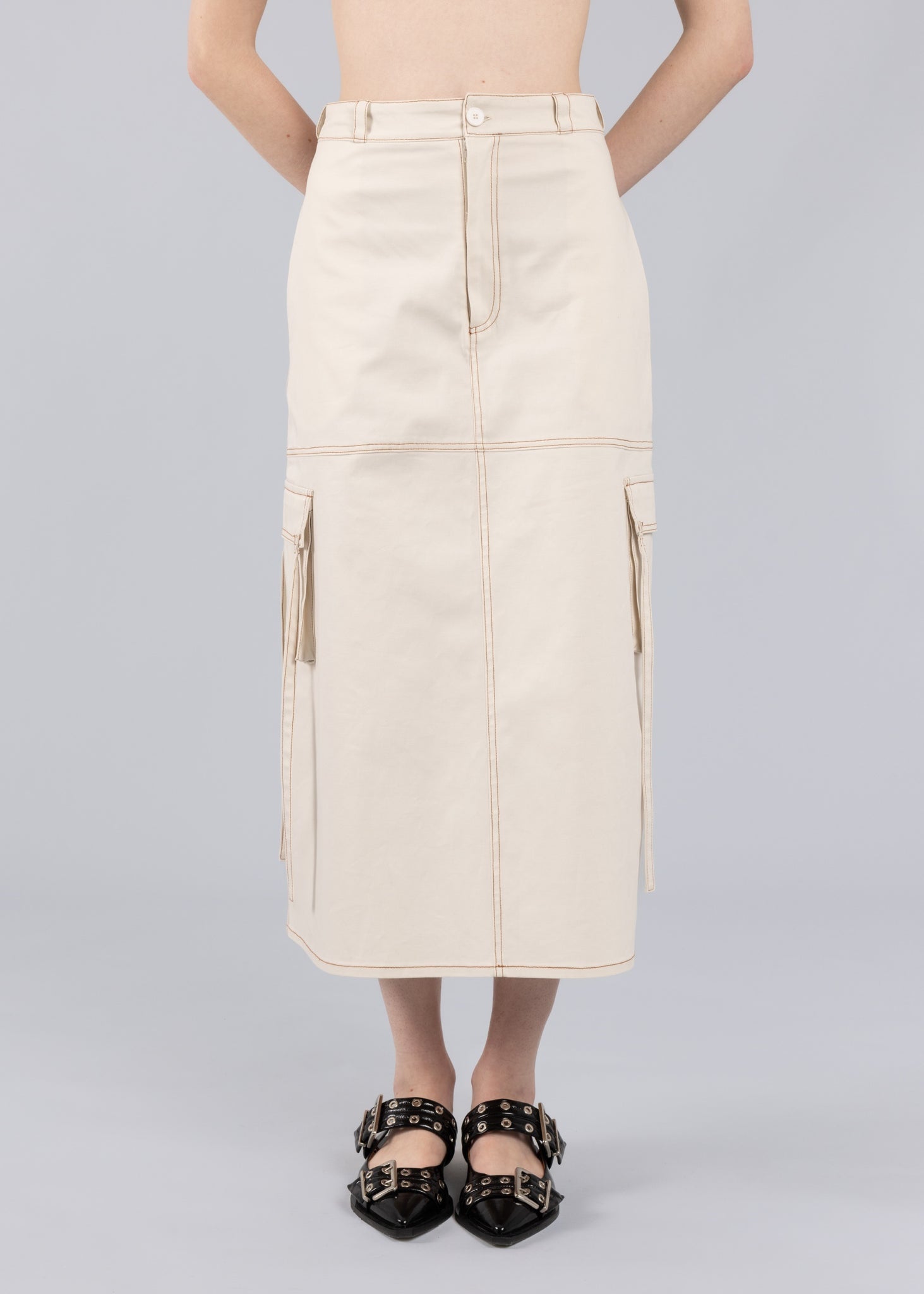 Gonna lunga cargo - Latte mandorla