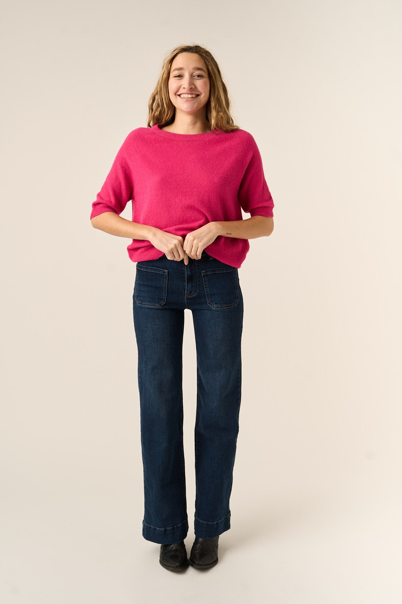 Maglietta in maglia fucsia