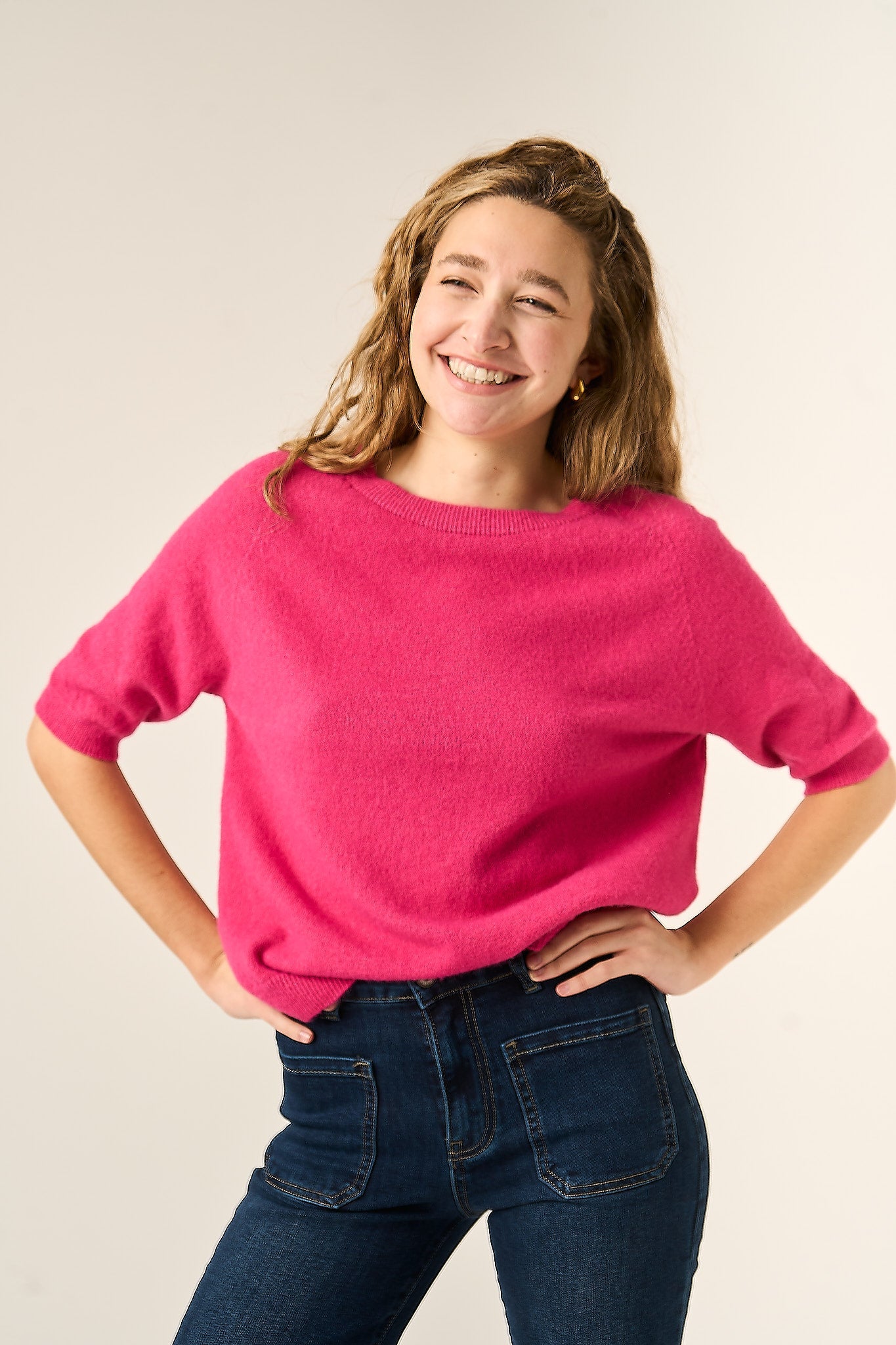 Maglietta in maglia fucsia