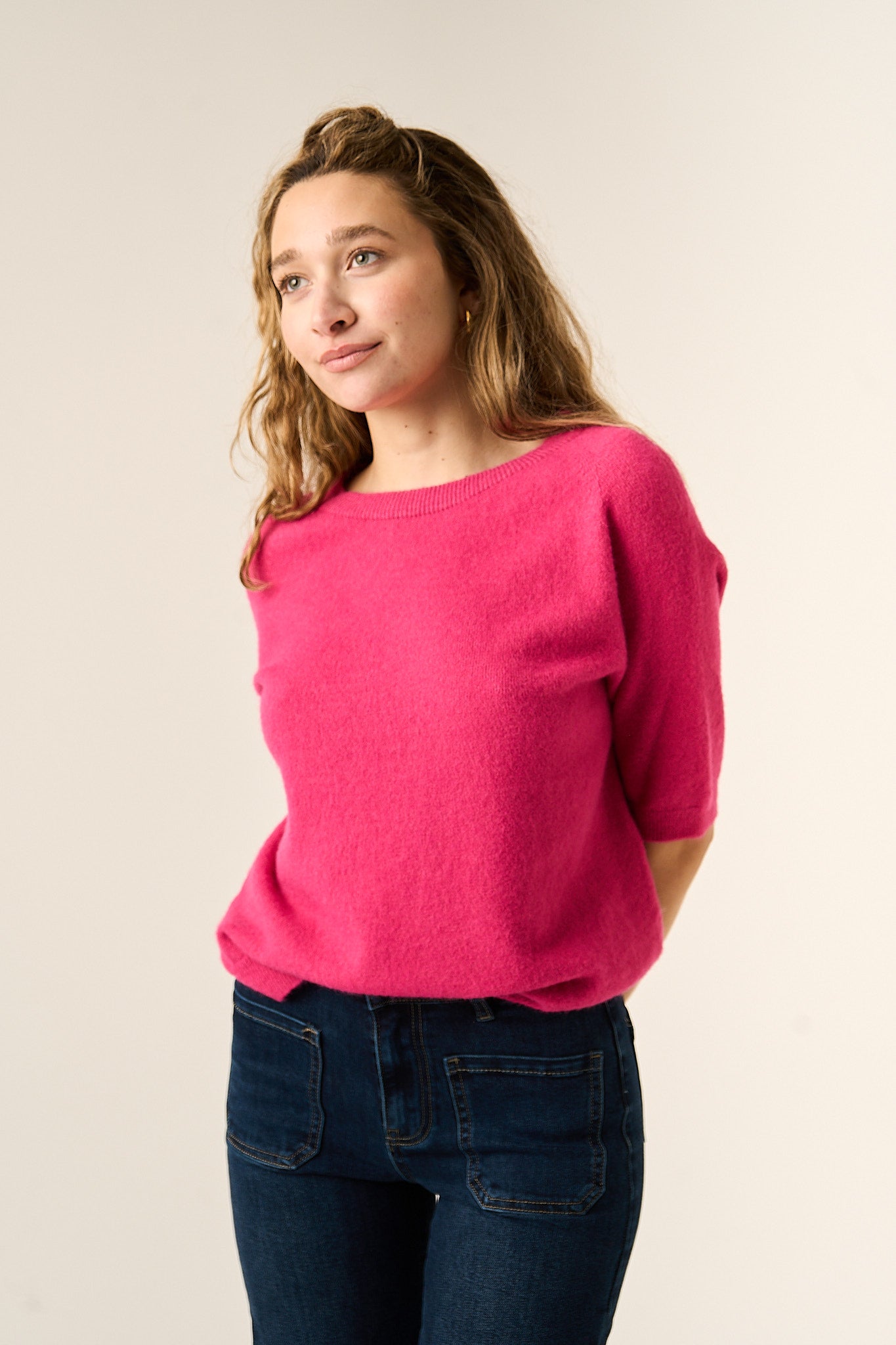 Maglietta in maglia fucsia