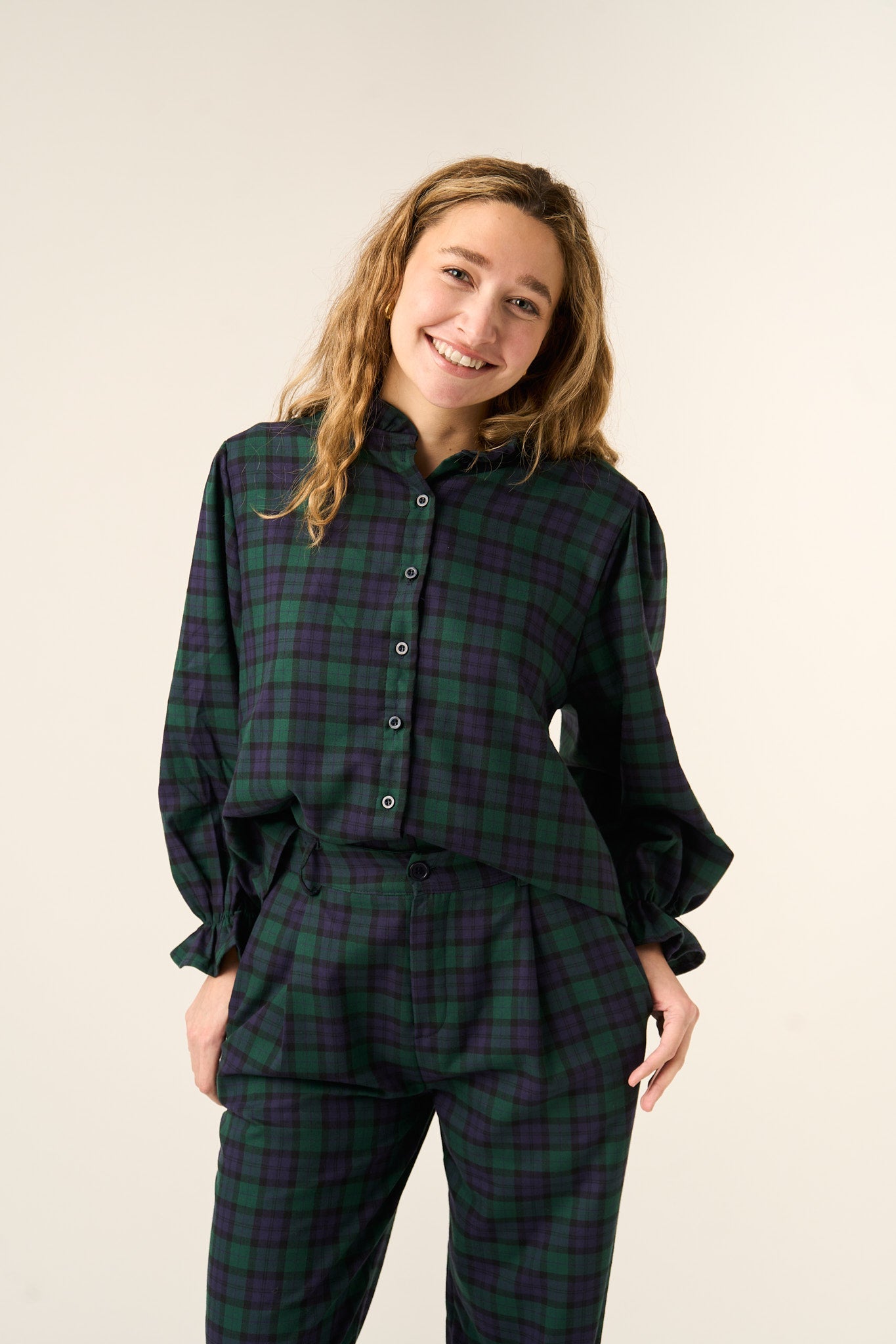 Pantaloni Alia verdi e blu navy