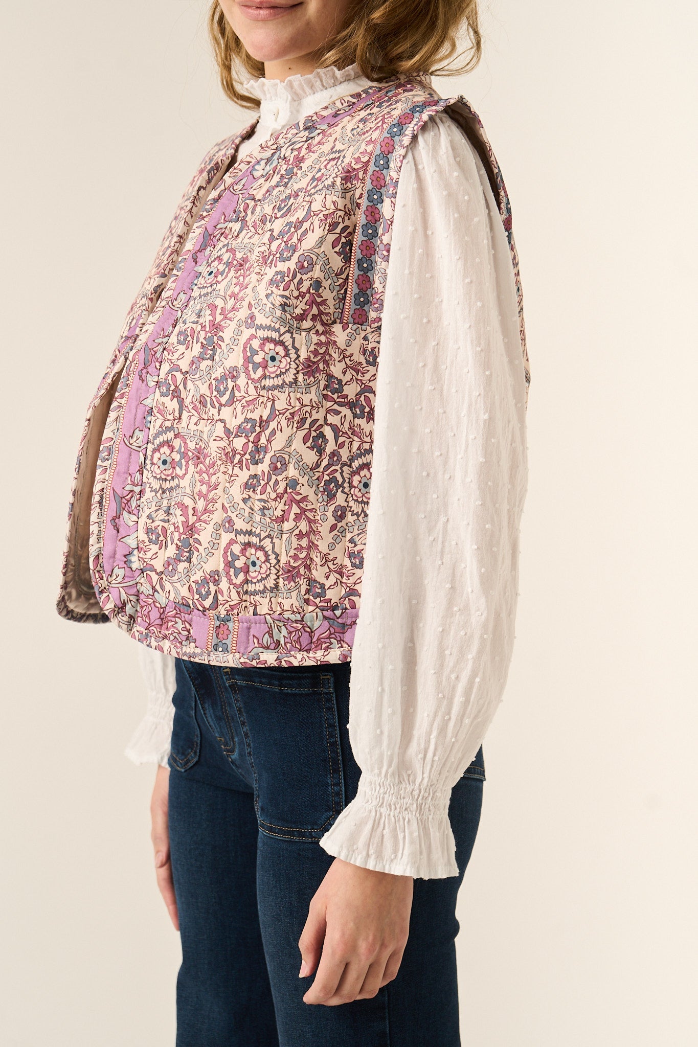 Gilet floreale rosa