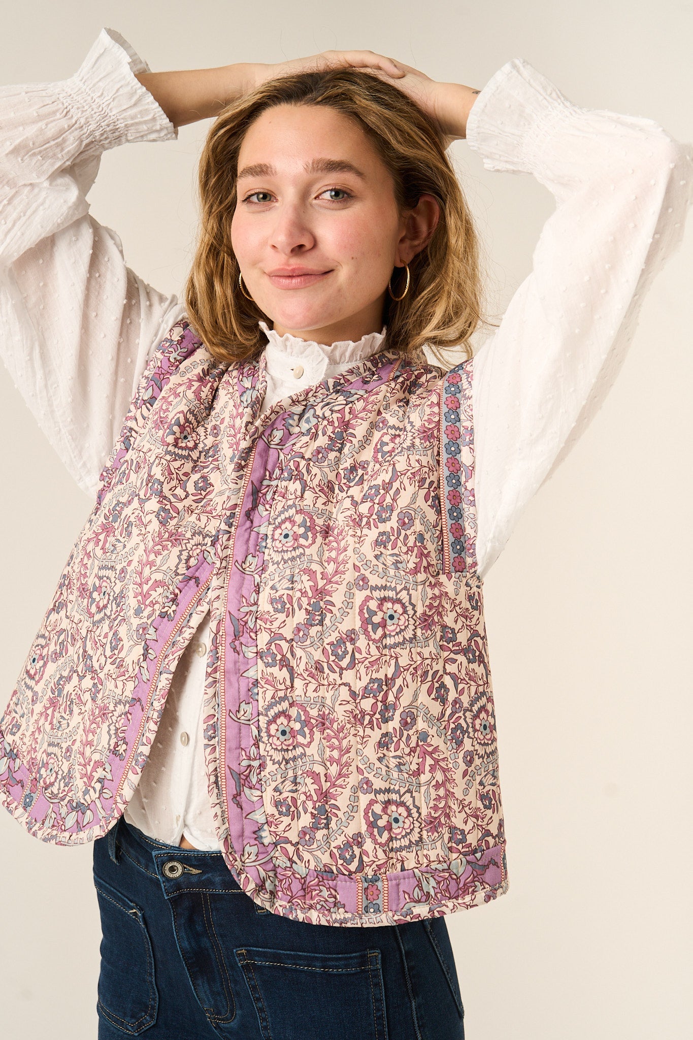 Gilet floreale rosa