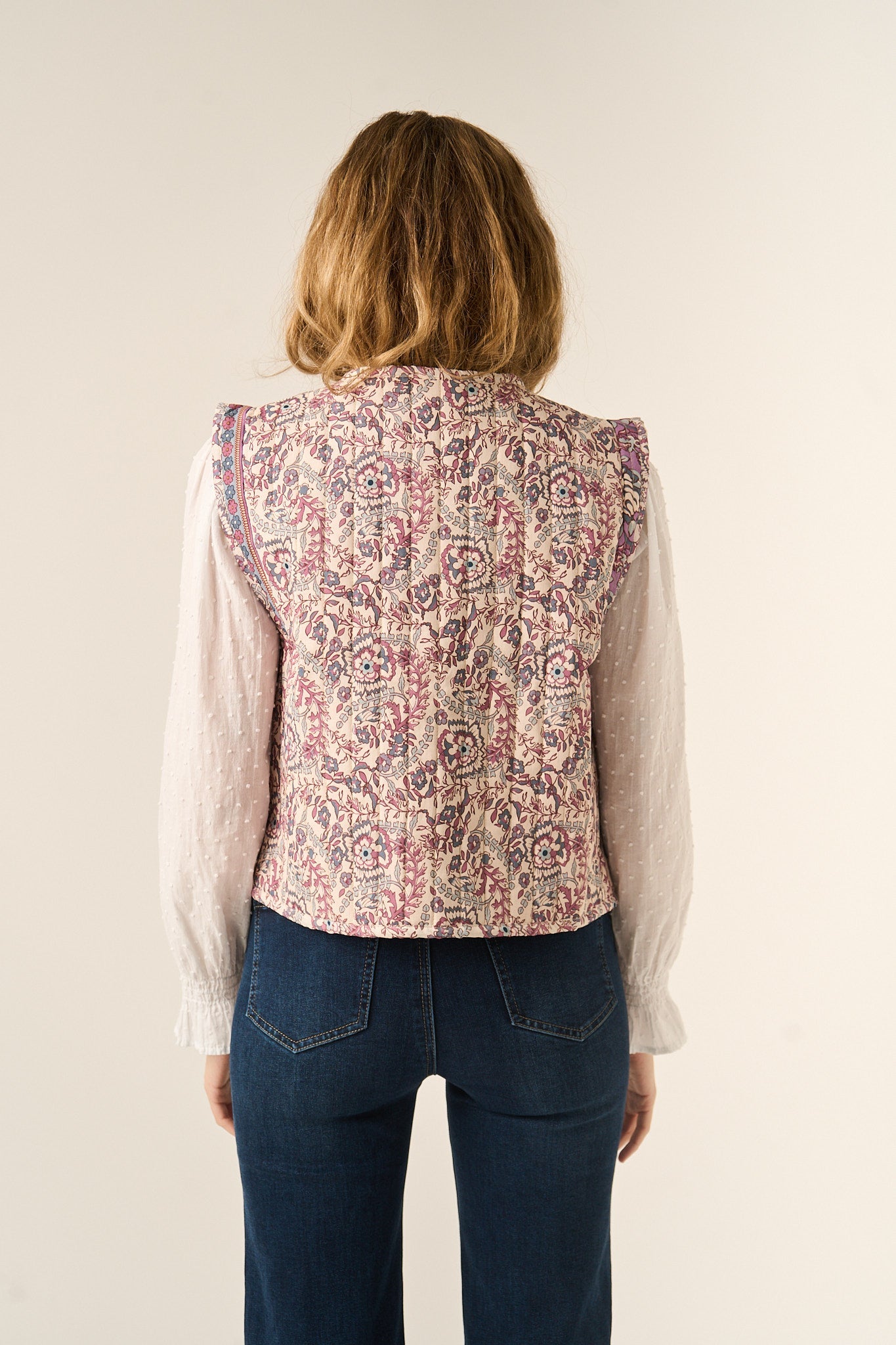Gilet floreale rosa