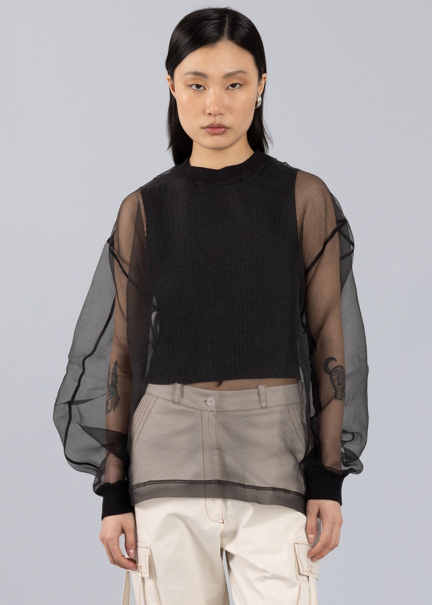 Felpa in organza - Nero